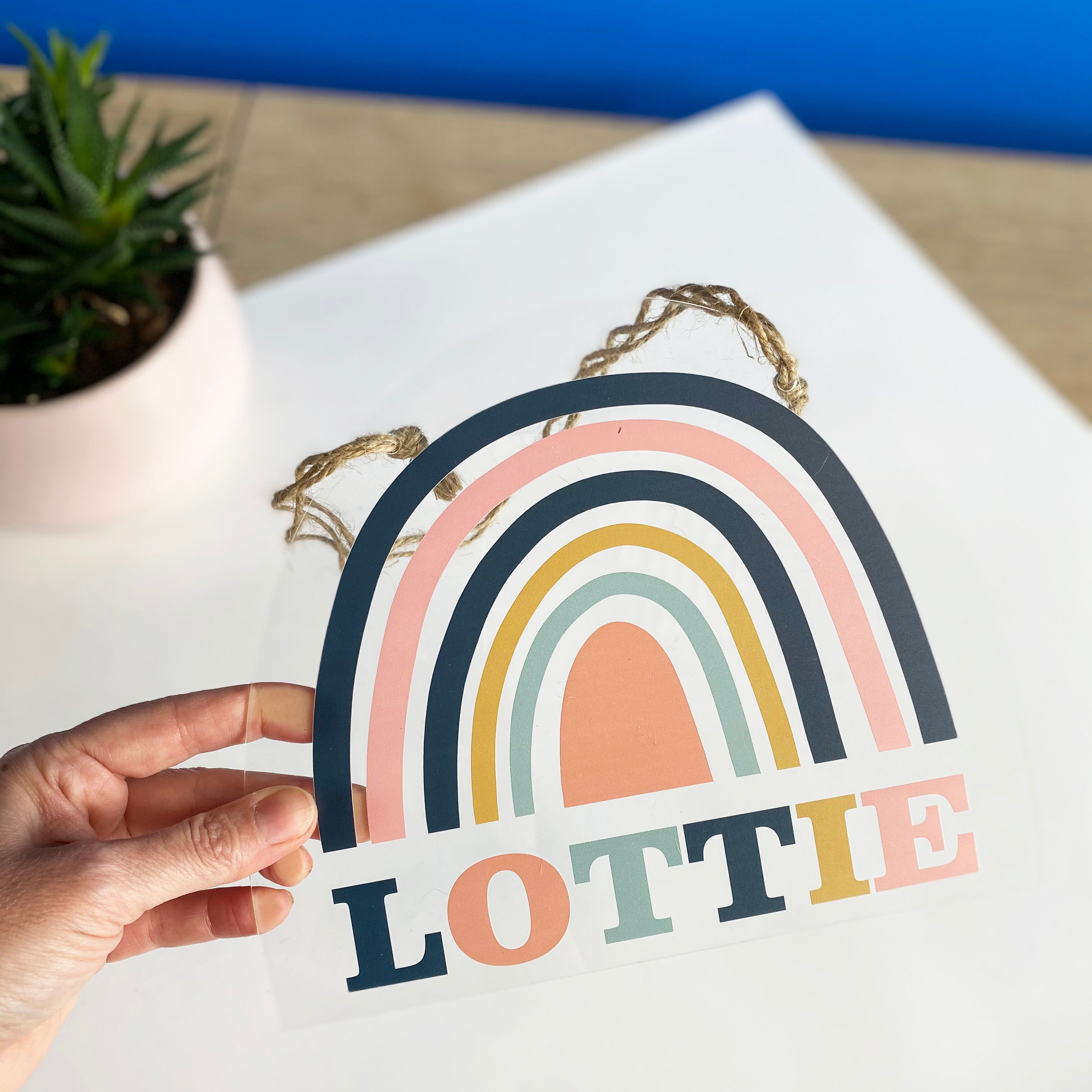 Muted Rainbow Hanging Room Sign