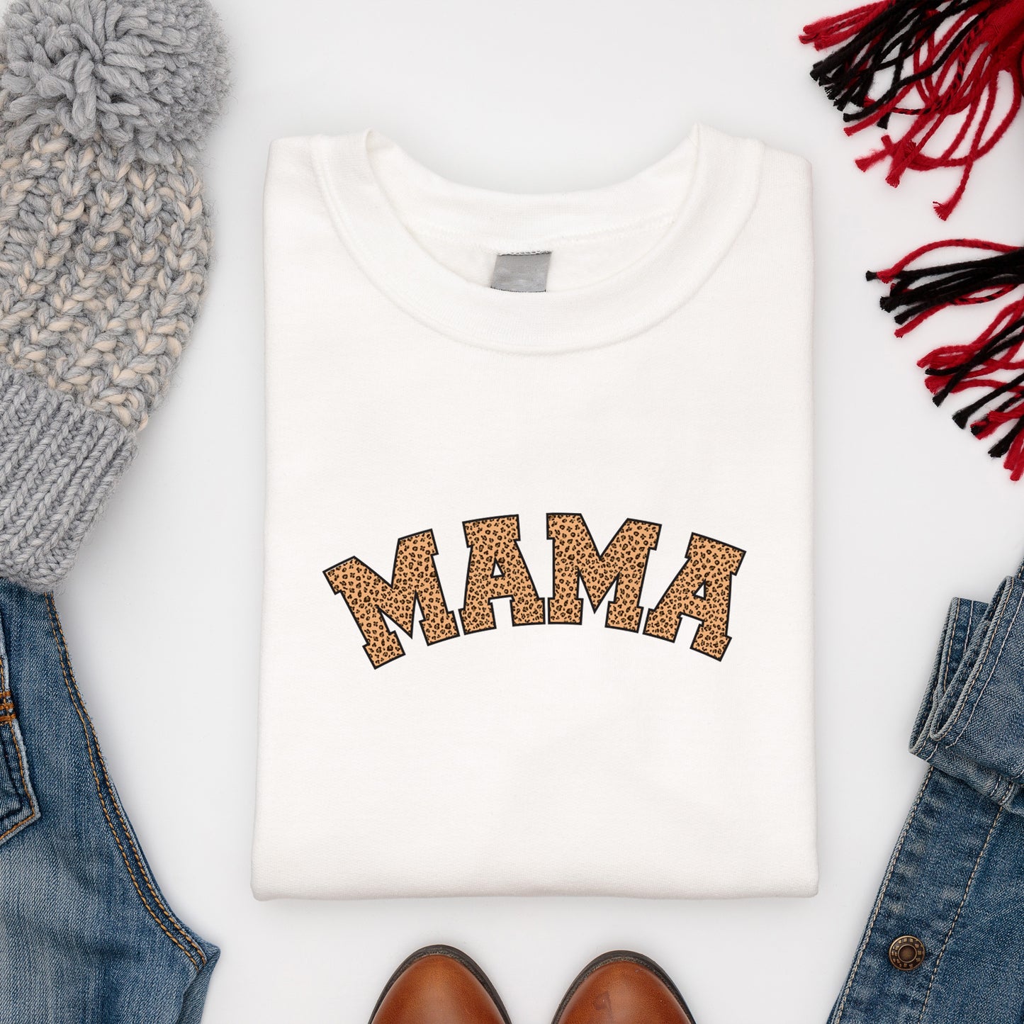 Comfy soft Mama sweatshirt paired with winter woollies