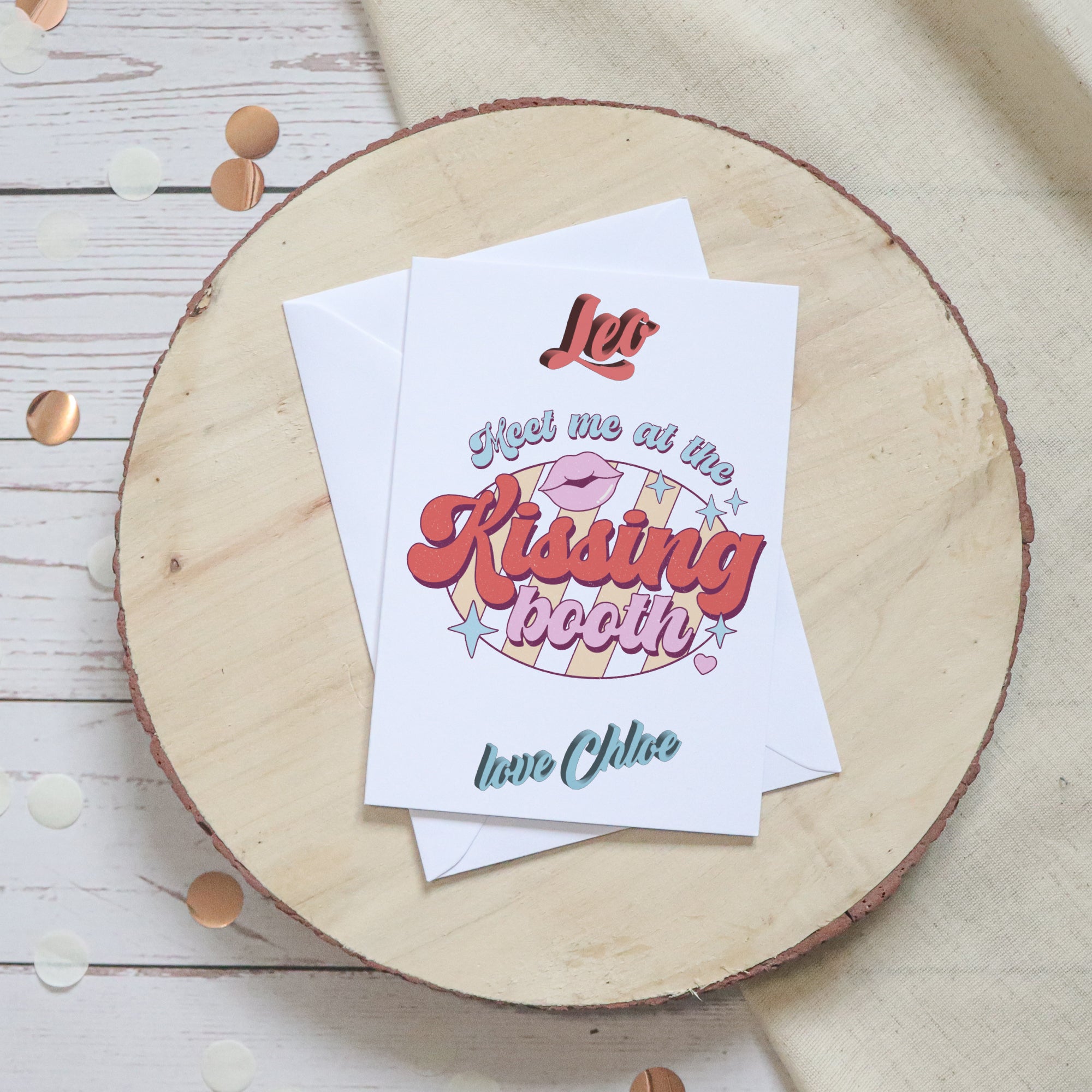 Meet Me At The Kissing Booth Personalised Retro Card