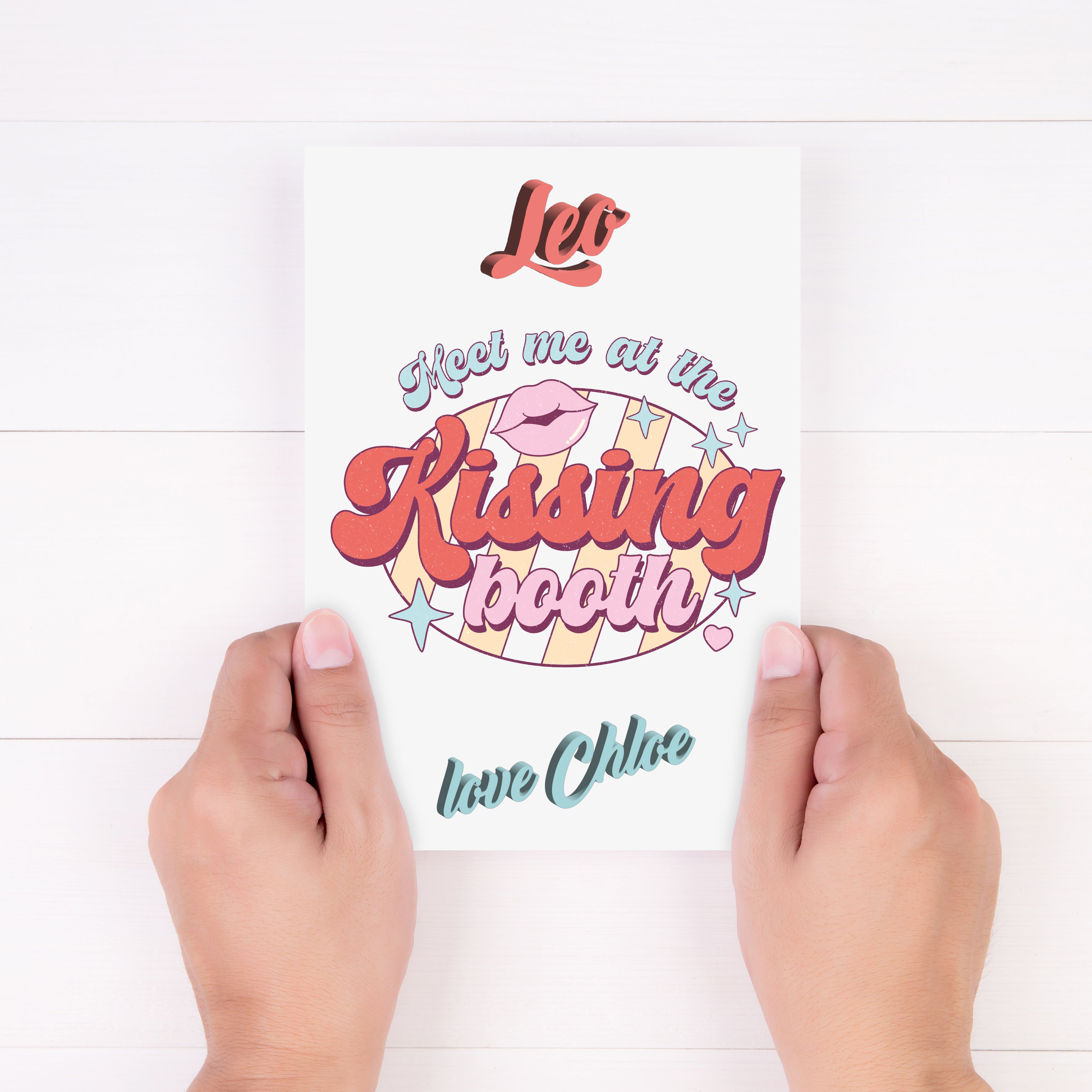 Meet Me At The Kissing Booth Personalised Retro Card