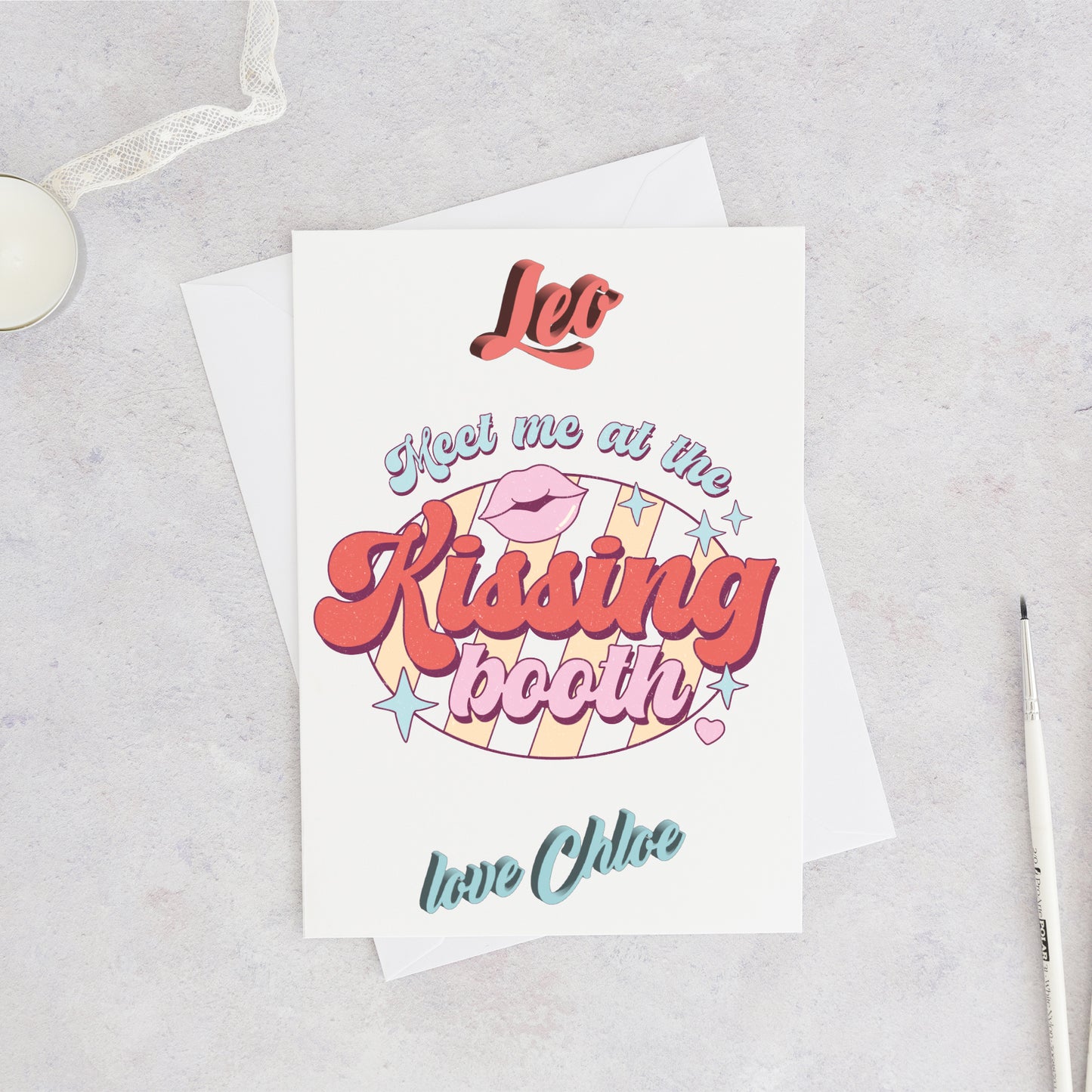 Meet Me At The Kissing Booth Personalised Retro Card