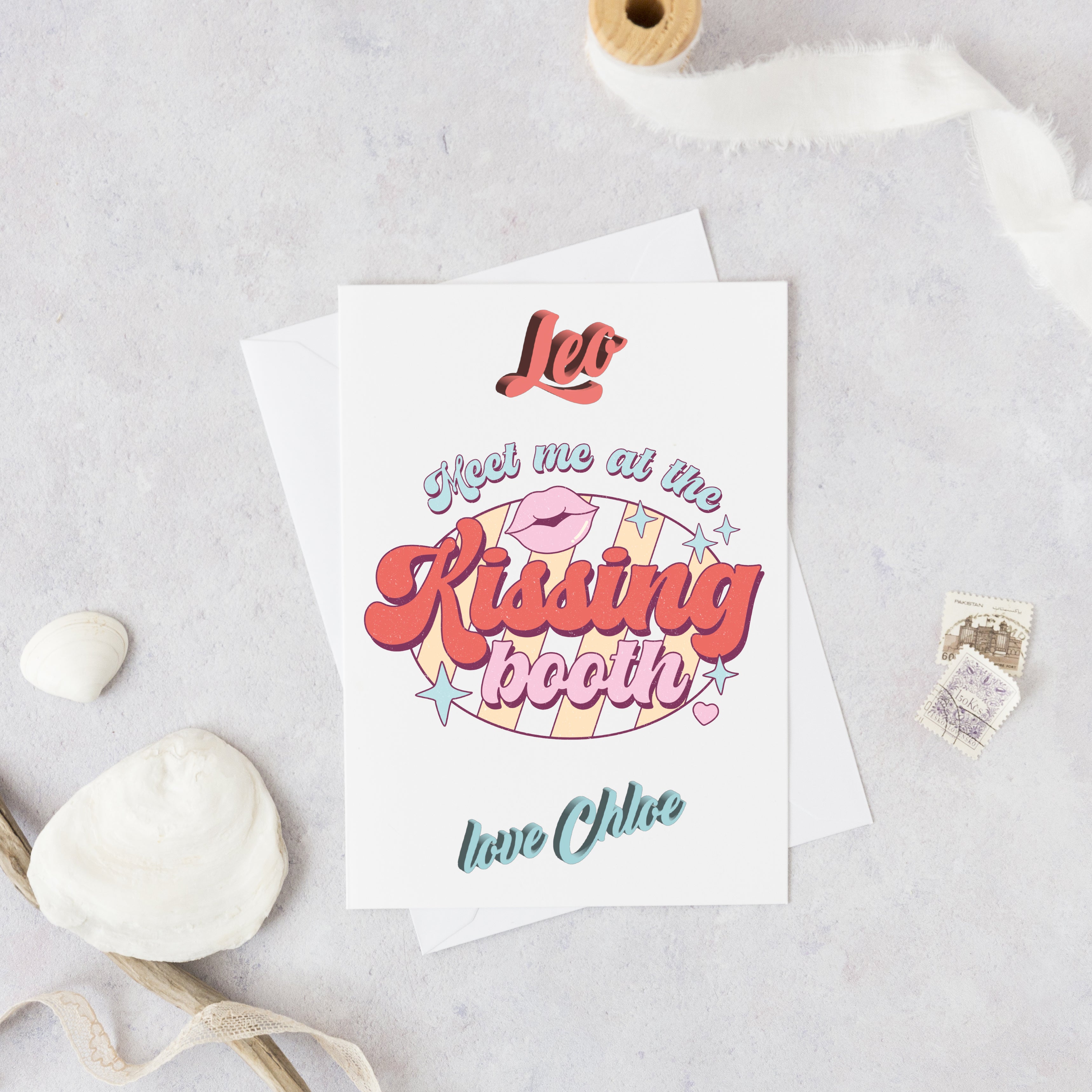Meet Me at the Kissing Booth Personalised Retro Card