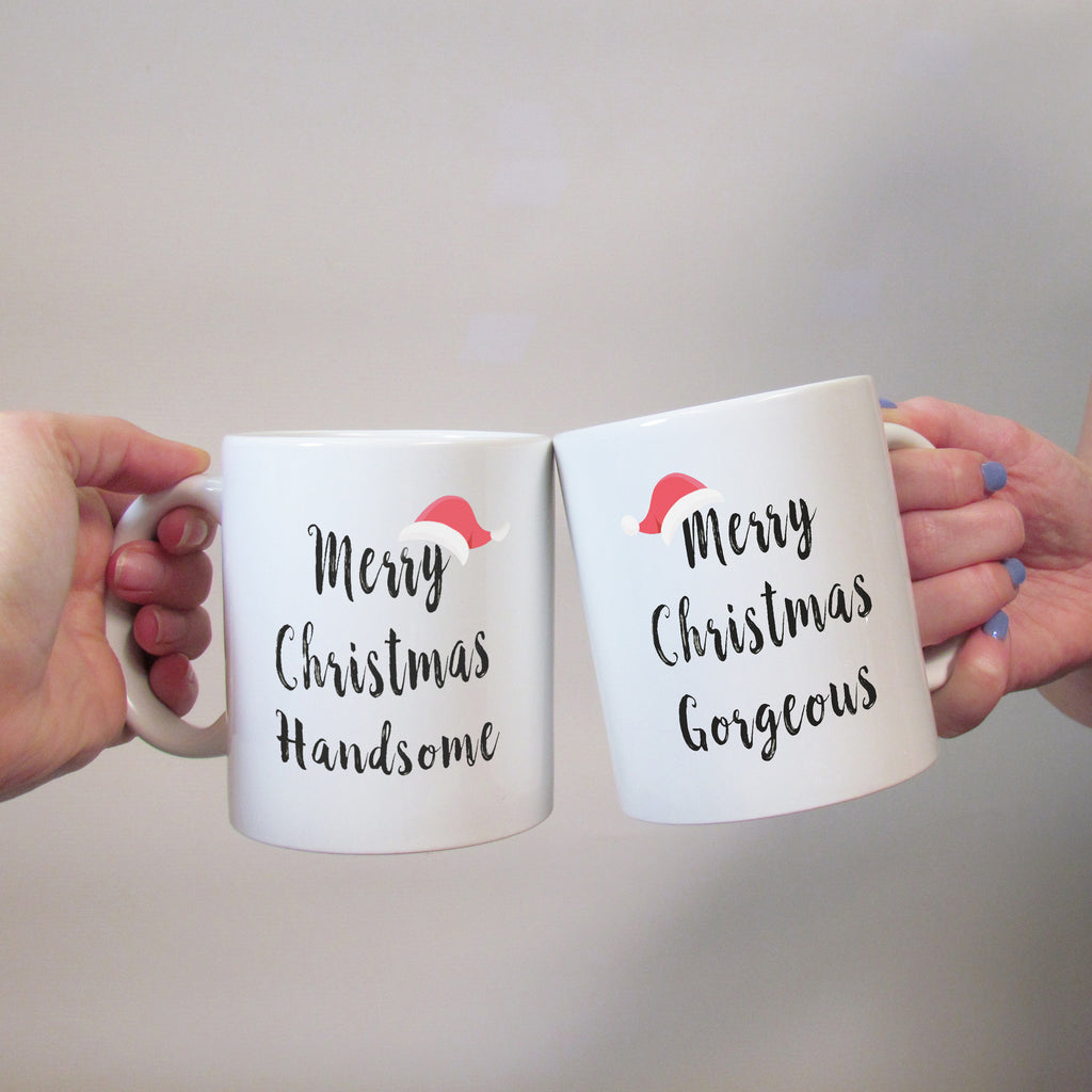 Merry Christmas Handsome & Gorgeous Couples Mugs
