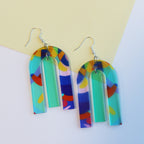 printed geometric printed acrylic arch shape earrings large statement earrings