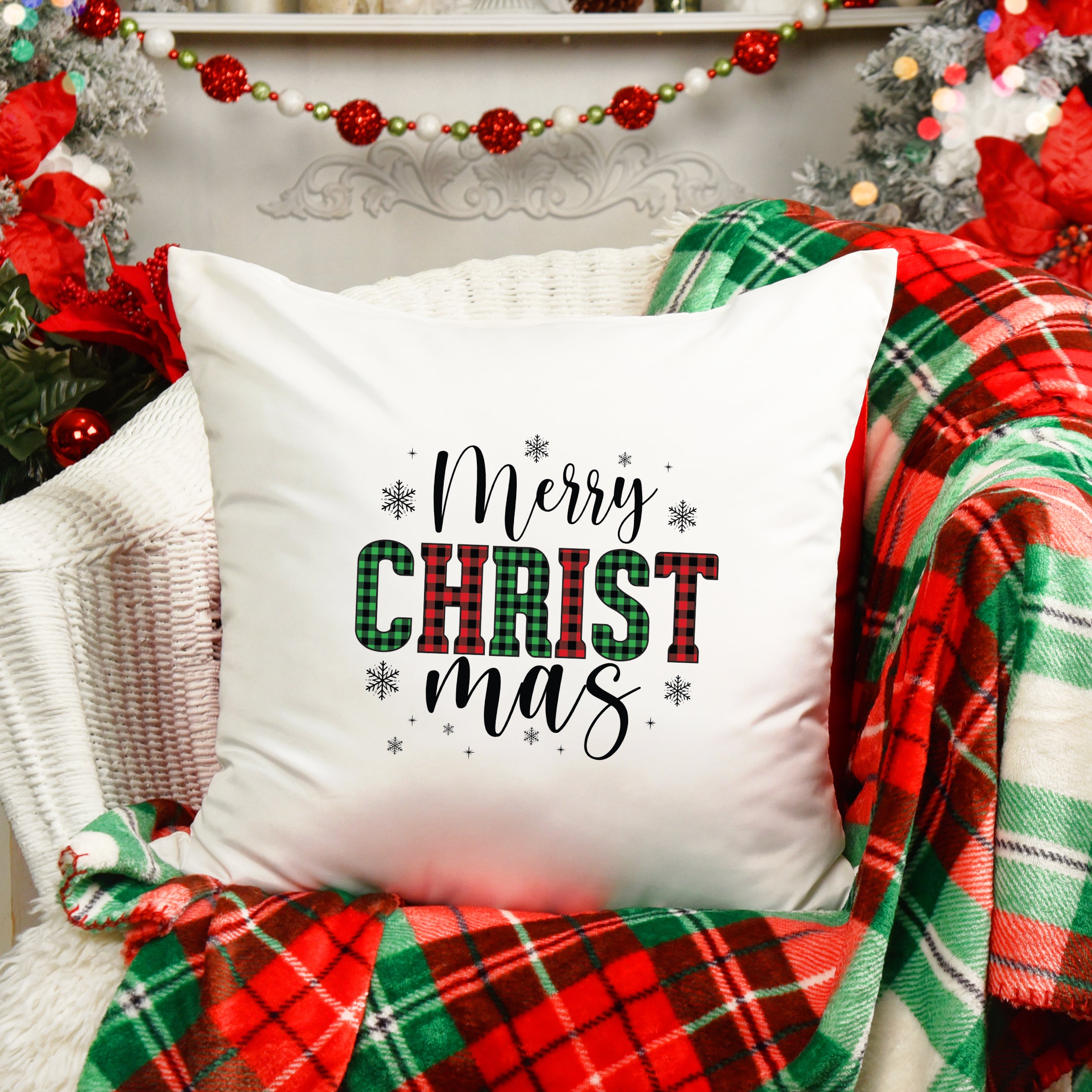 Tartan Merry Christmas Cushion