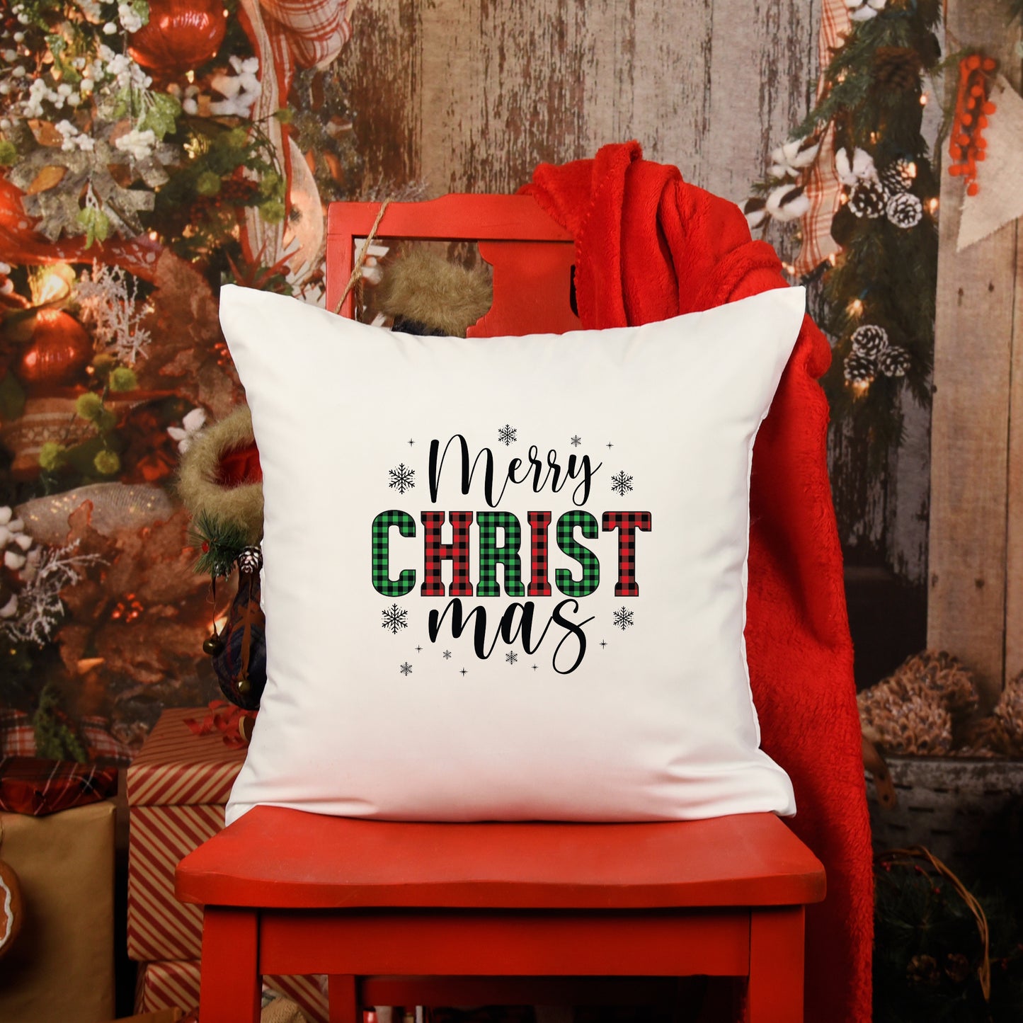 Tartan Merry Christmas Cushion