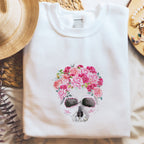 Rocker design flower skull casual sweatshirt