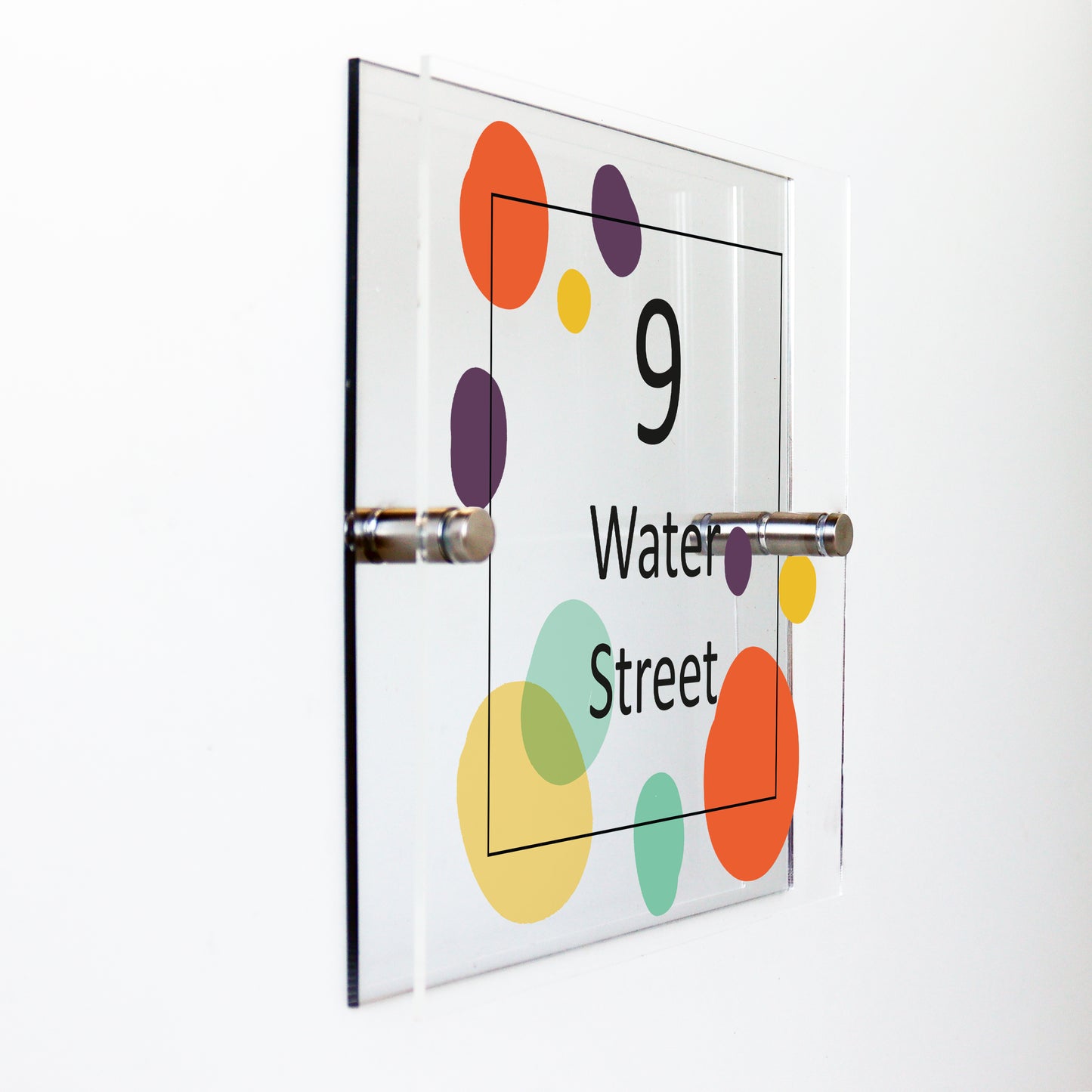 modern spotty print acrylic house sign personalised modern printed house sign