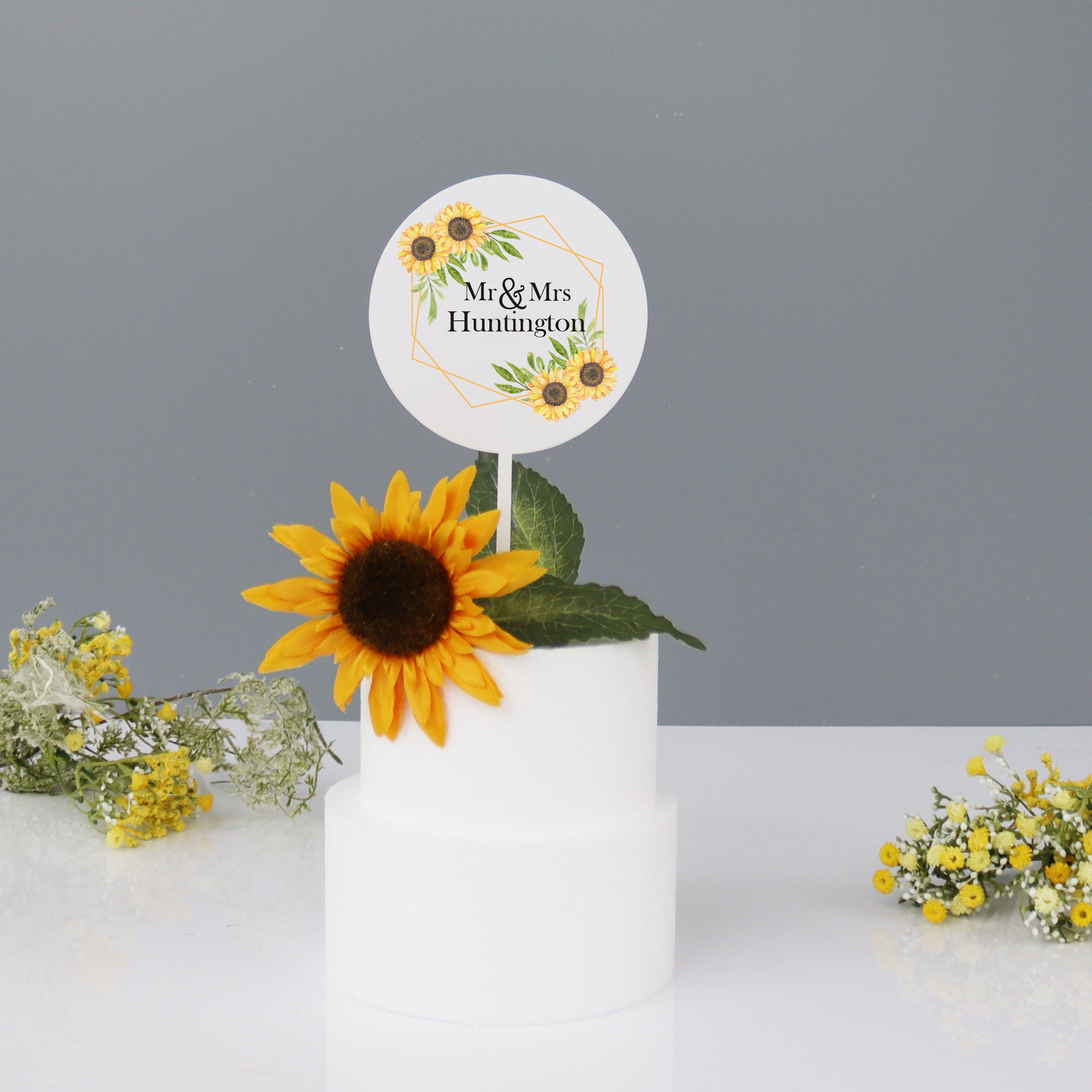 Personalised Wedding Cake Topper With Sunflowers