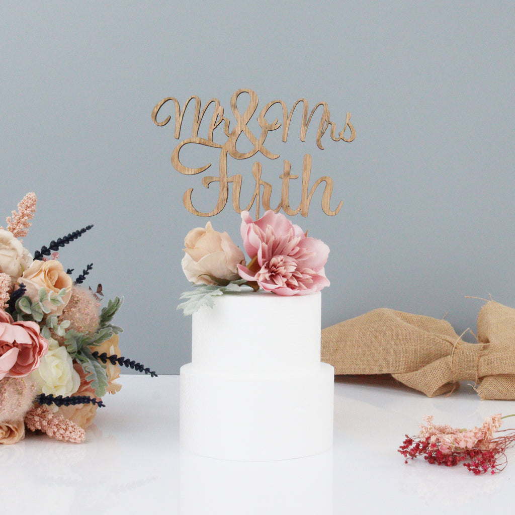 Personalised Wooden Name Wedding Cake Topper
