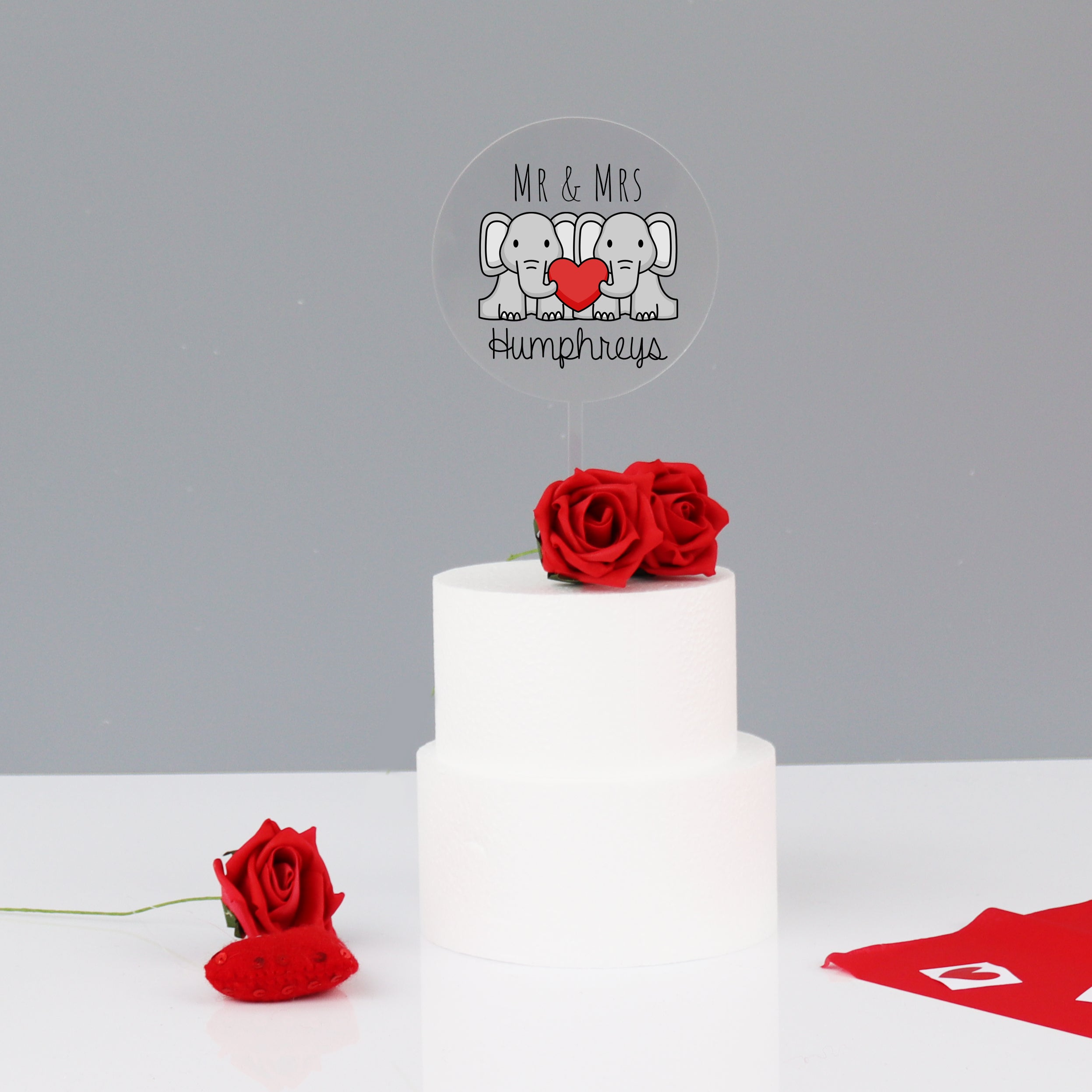 Personalised Elephant Wedding Cake Topper