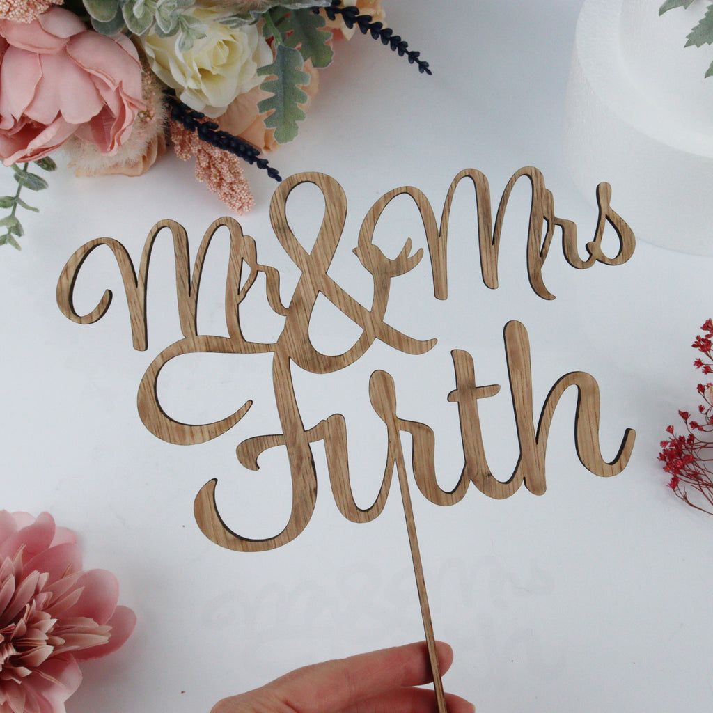 Personalised Wooden Name Wedding Cake Topper