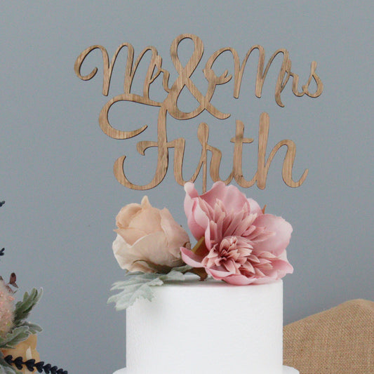 Personalised Wooden Name Wedding Cake Topper