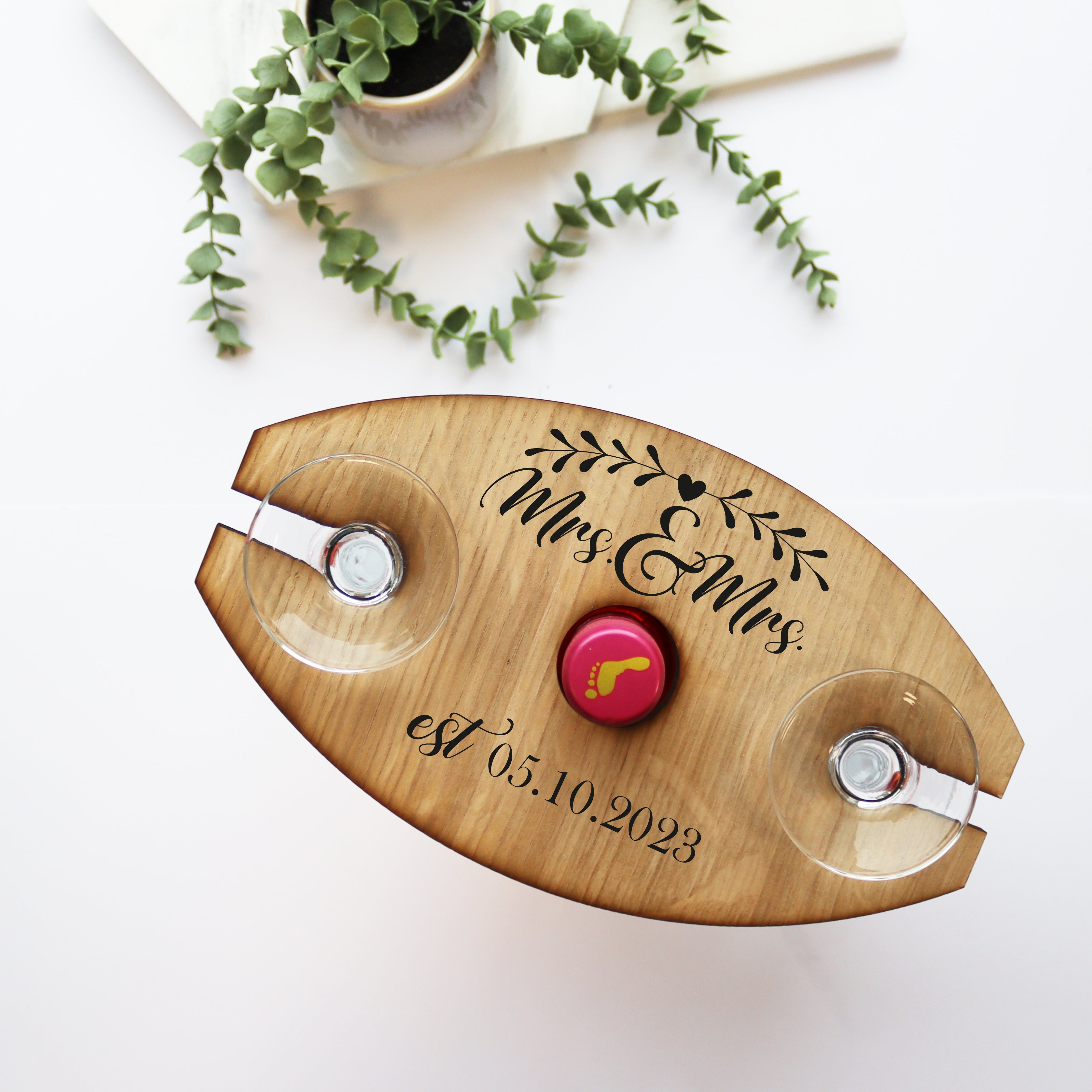 mrs & mrs wedding gift personalised wooden wine butler wedding gift