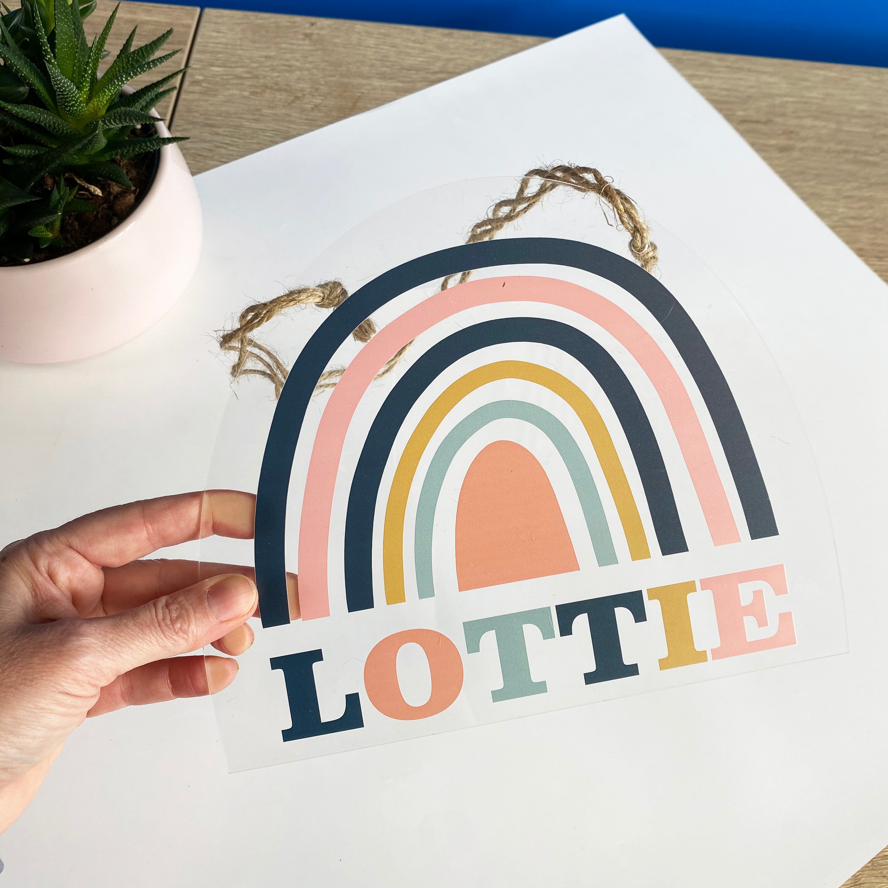 Muted Rainbow Hanging Room Sign