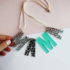 new mother necklace gift for new Mum leopard print Mama necklace mothers day gift for young Mum with hand