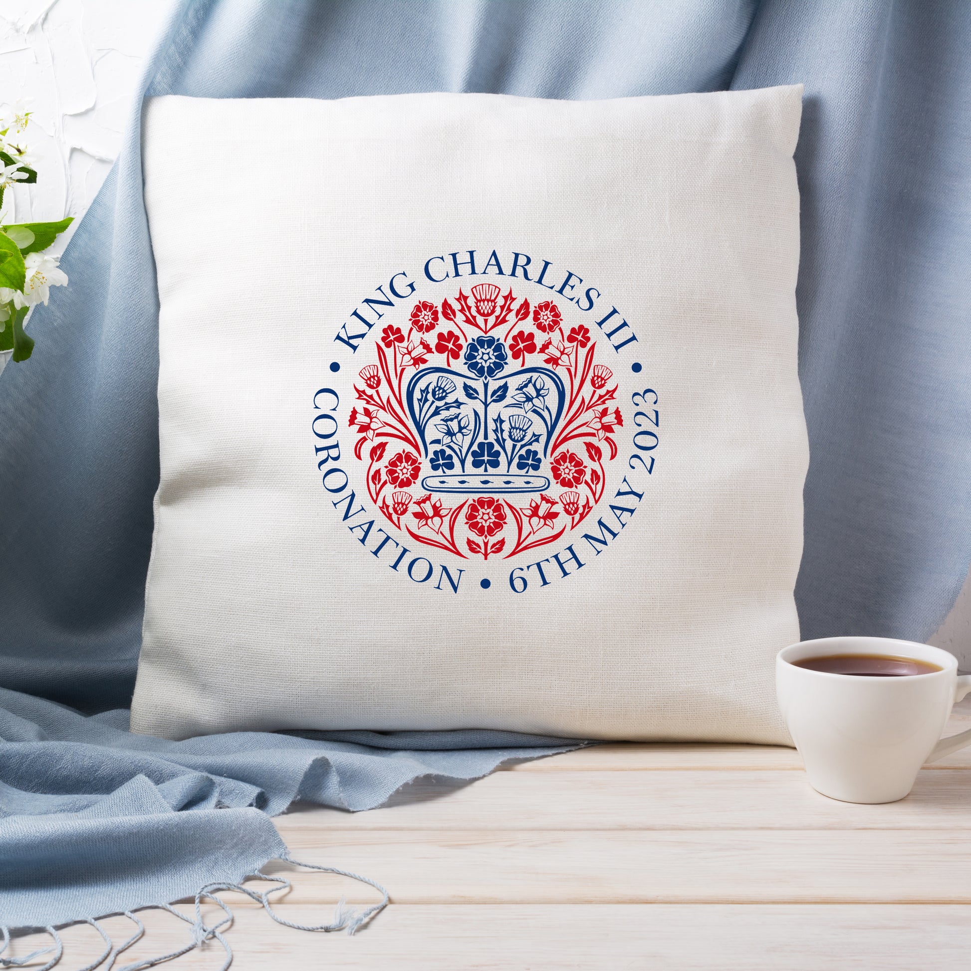 offical emblem for king charles III coronation cushion cover