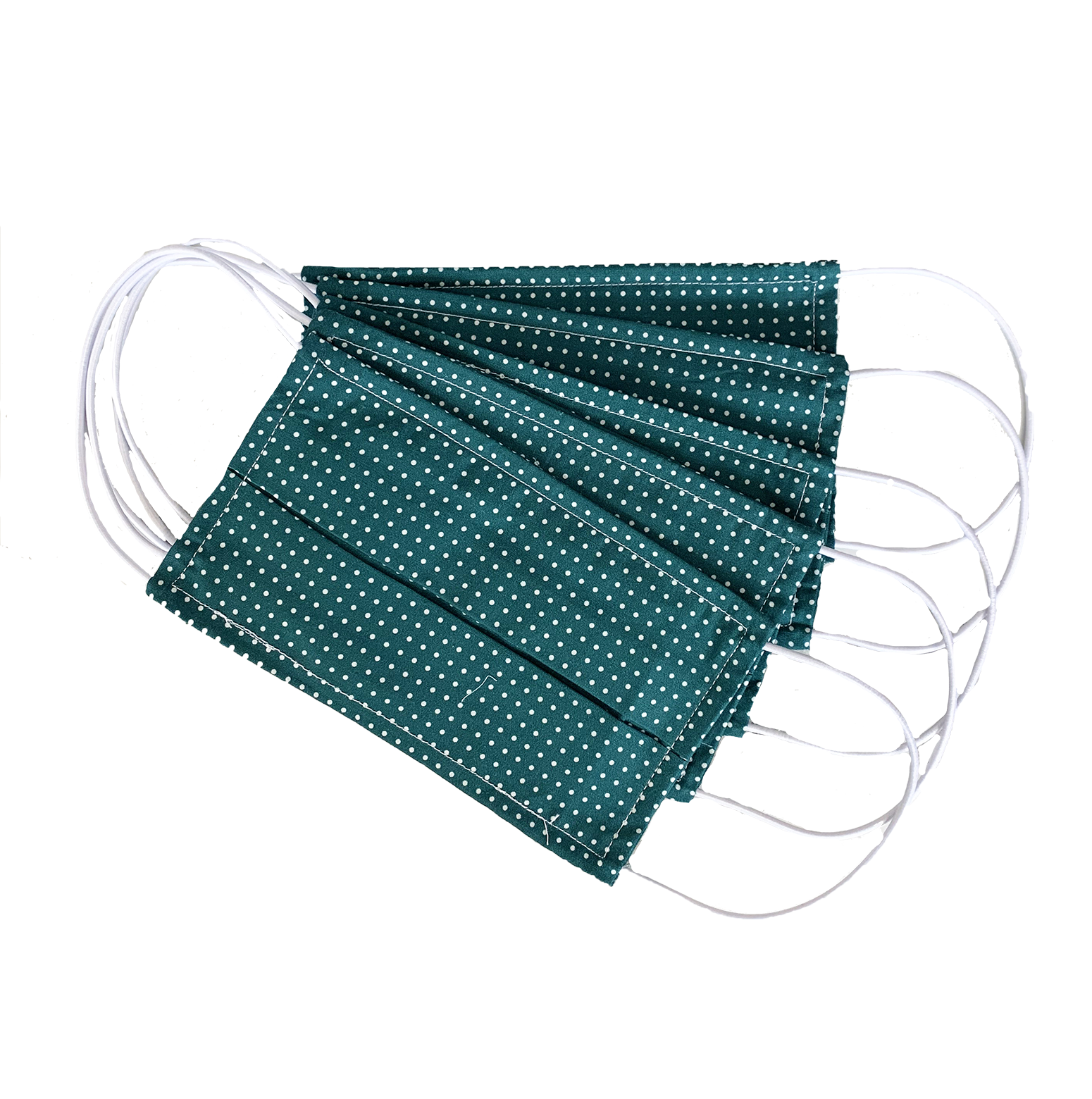 Pack Of Five Teal Pin Spot 100% Cotton Facemask