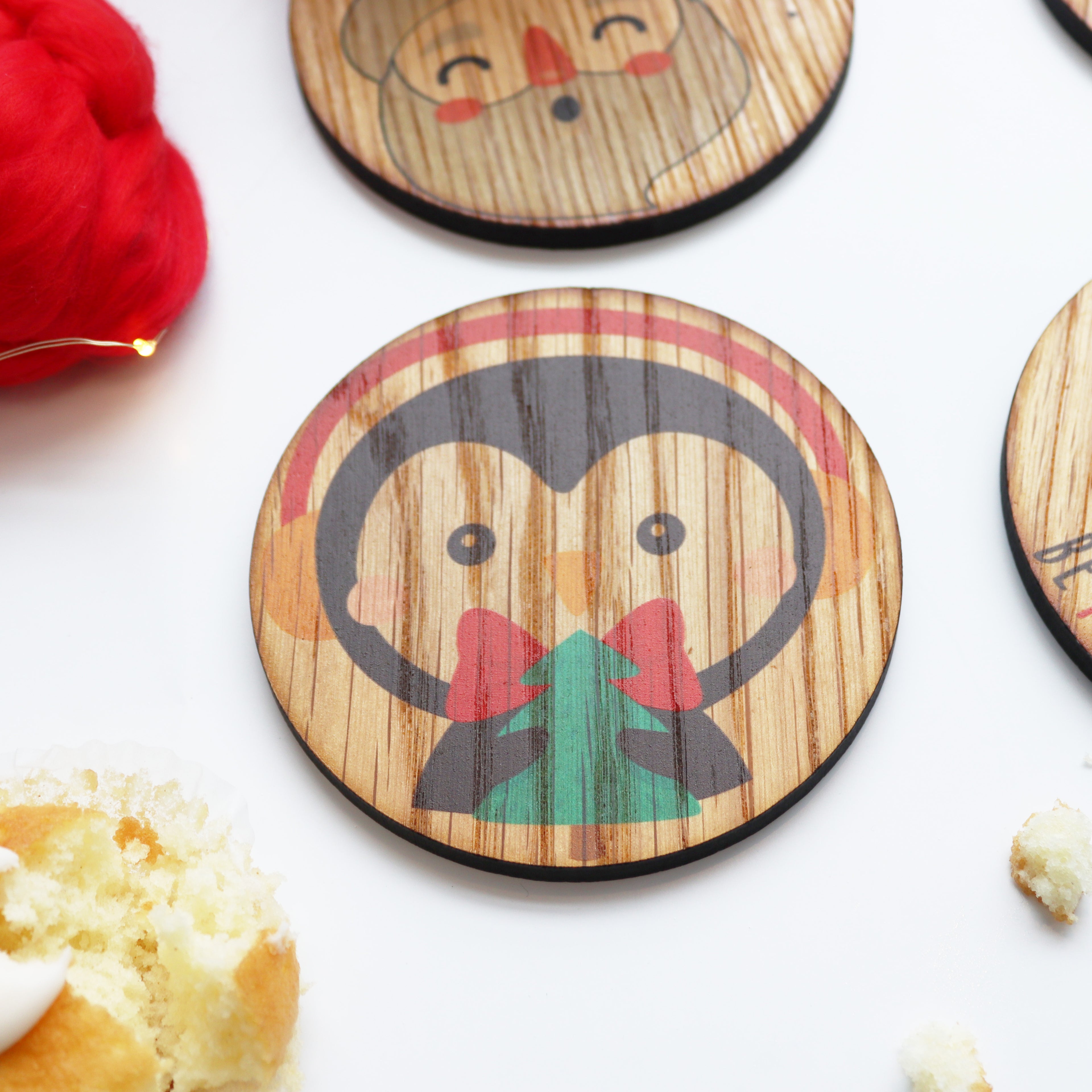 Set Of Four Christmas Character Wooden Coasters