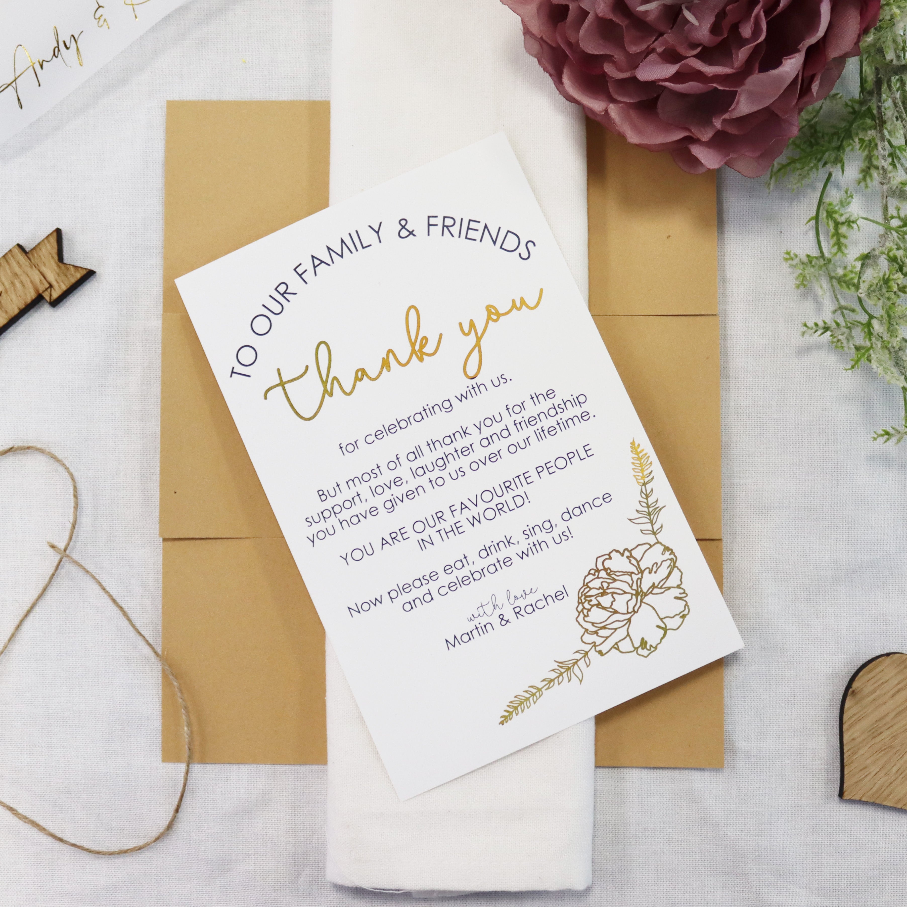 Modern Foiled Peony Wedding Place Setting