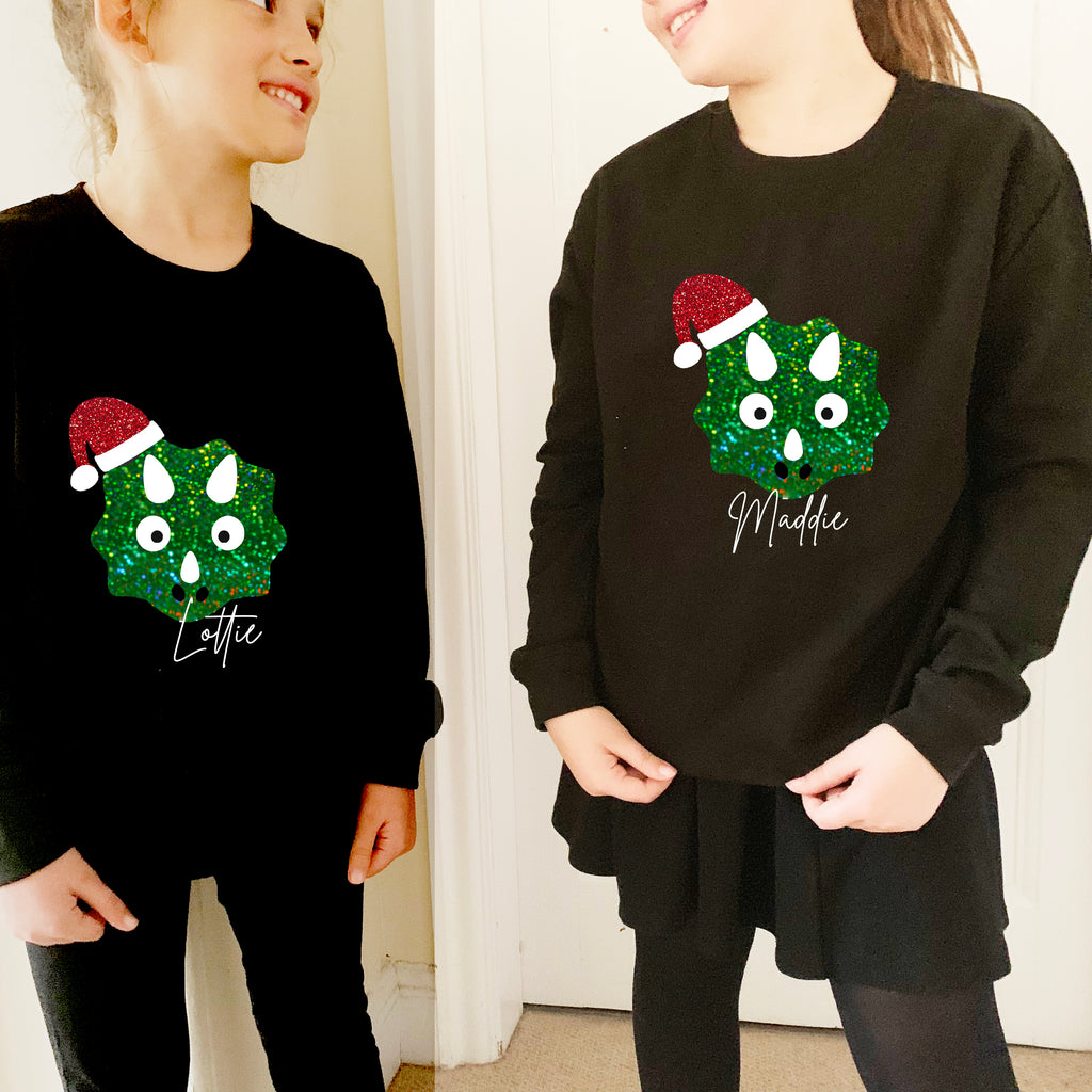 Personalised Children's Dinosaur Christmas Jumper