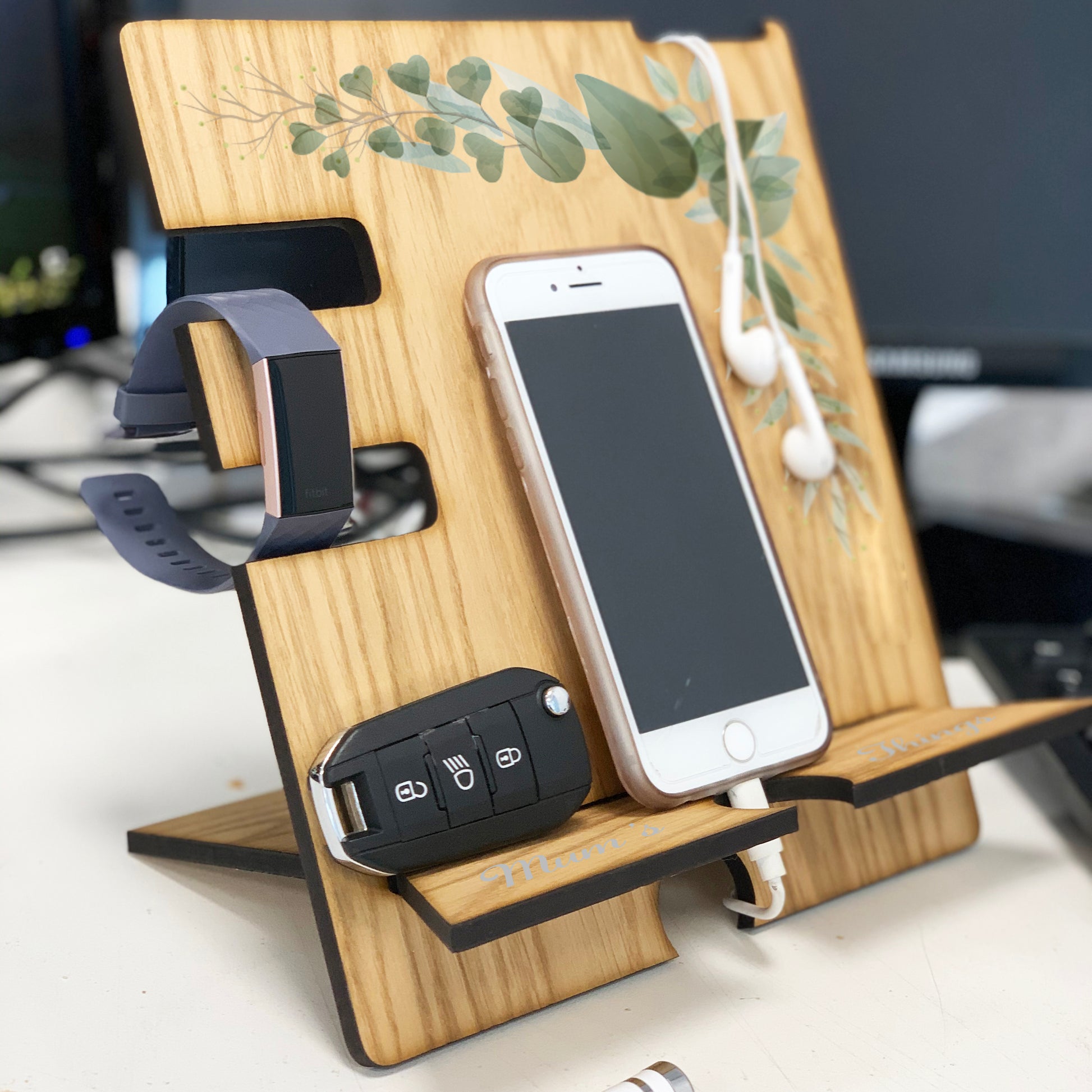 personalised men's docking station accessories holder and desk tidy