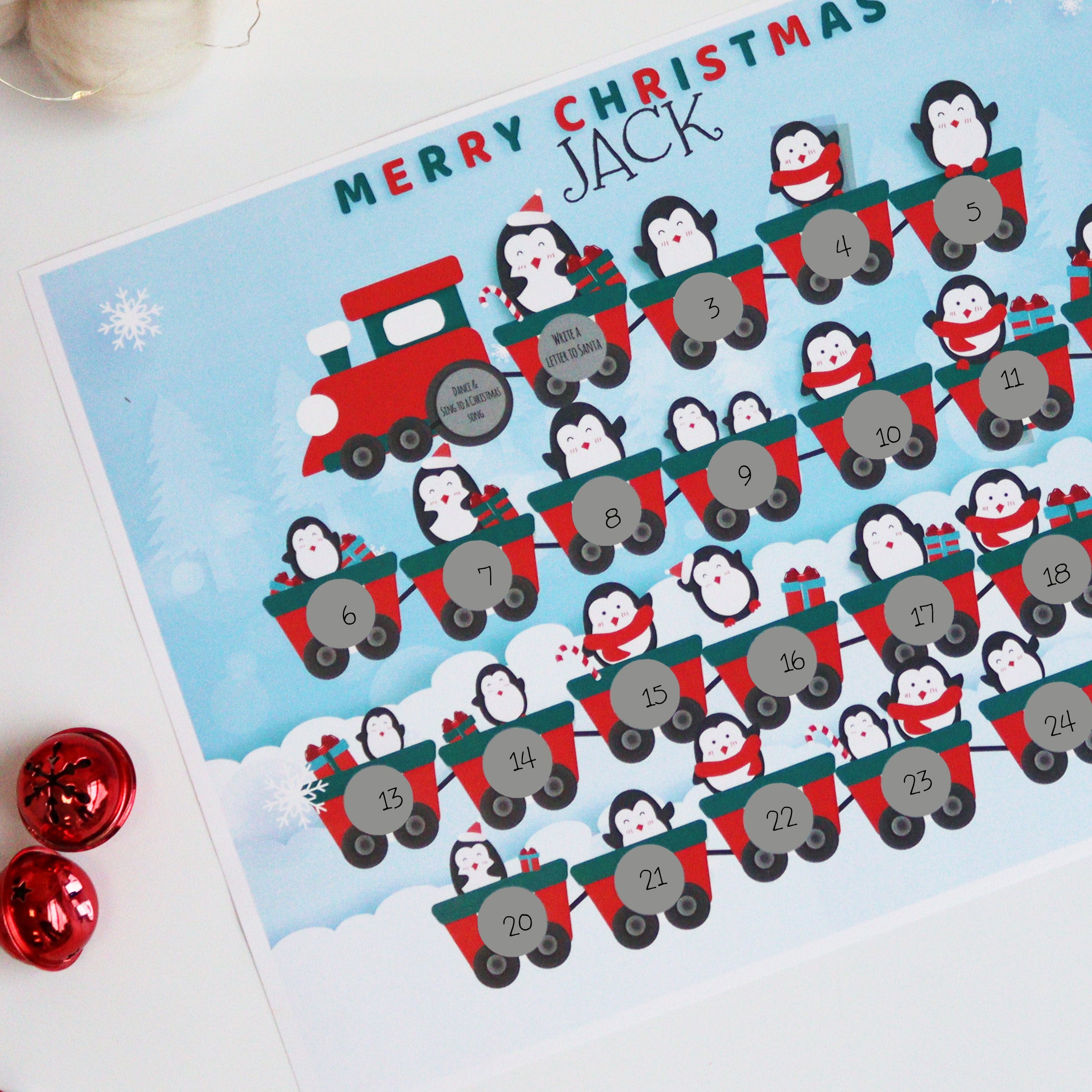 Personalised Penguin Scratch Off Activity Calendar