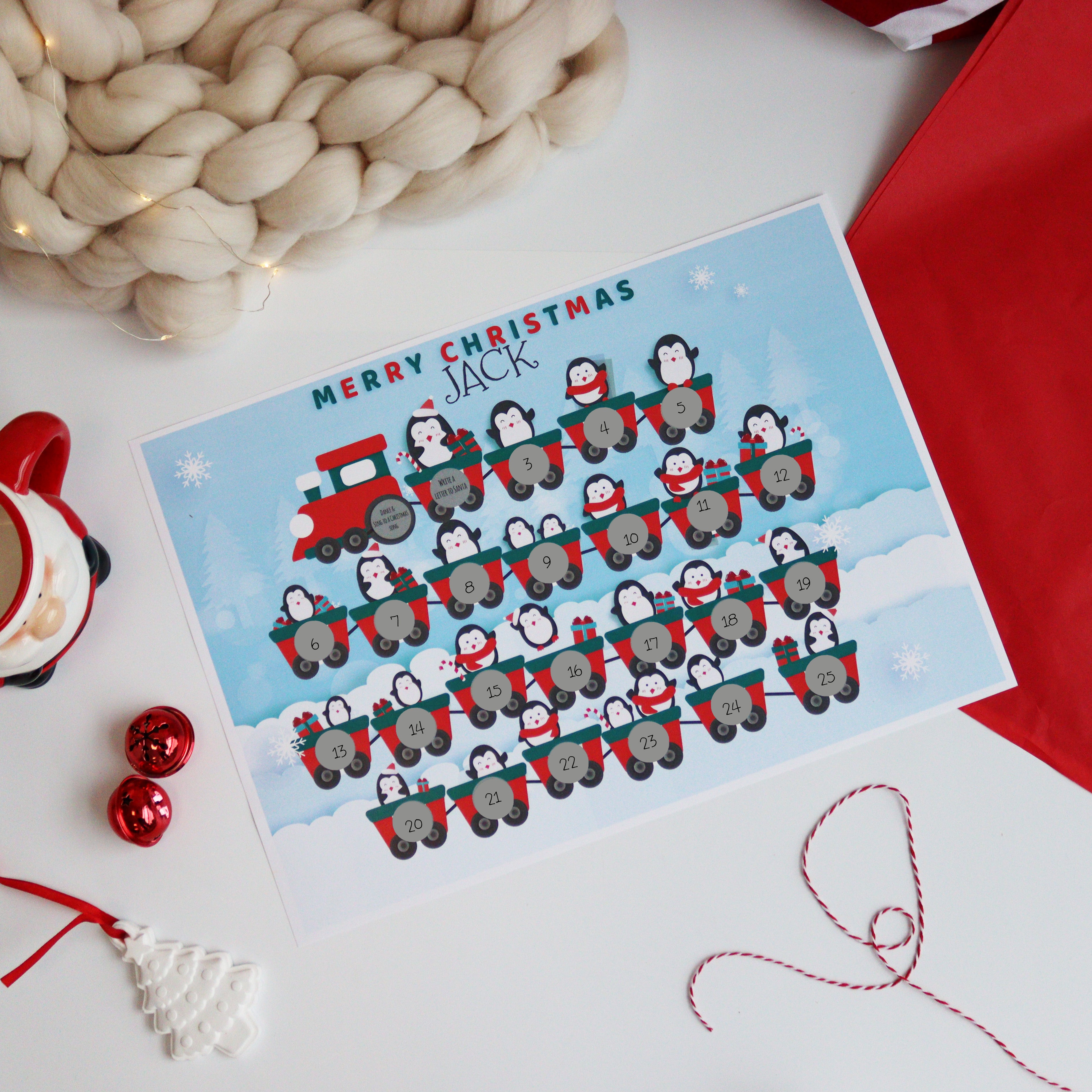 Personalised Penguin Scratch Off Activity Calendar