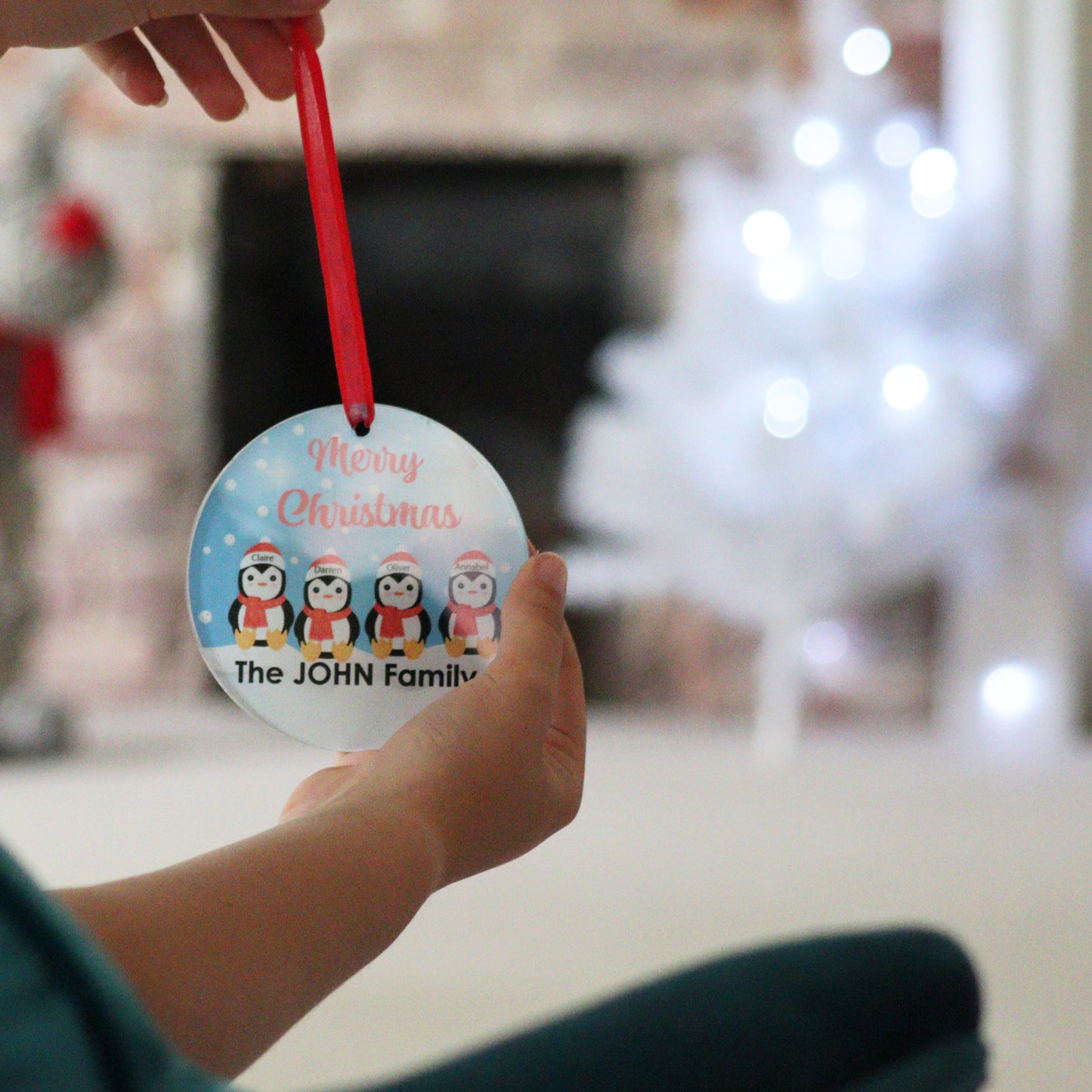 Personalised Family Penguin Christmas Bauble