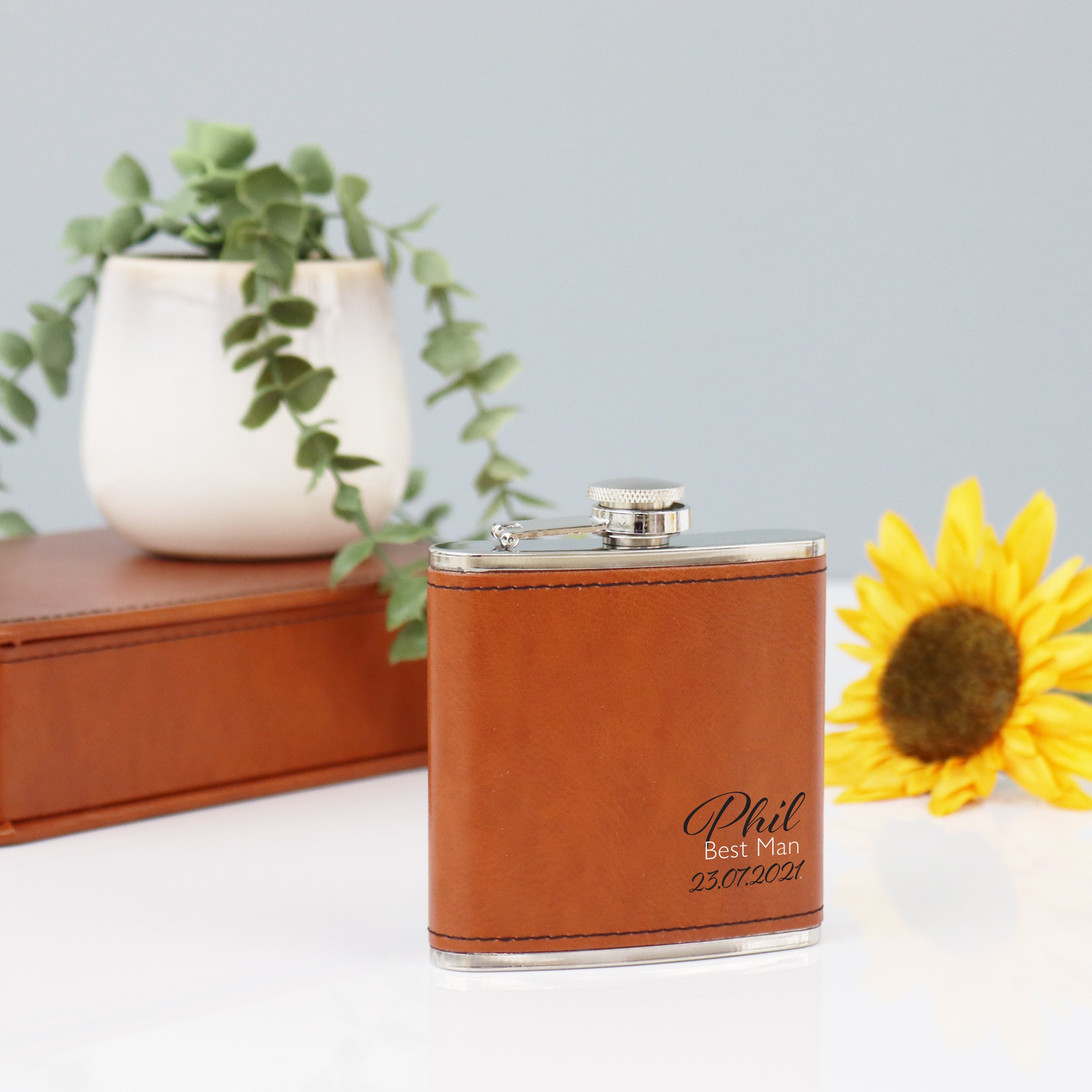 Personalised Pu Leather Wedding Hip Flask
