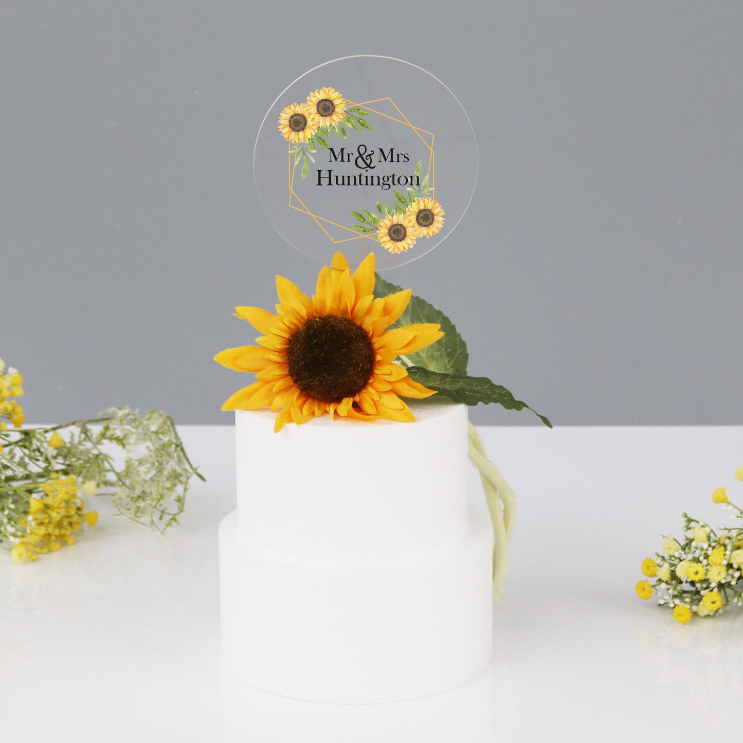 Personalised Wedding Cake Topper With Sunflowers