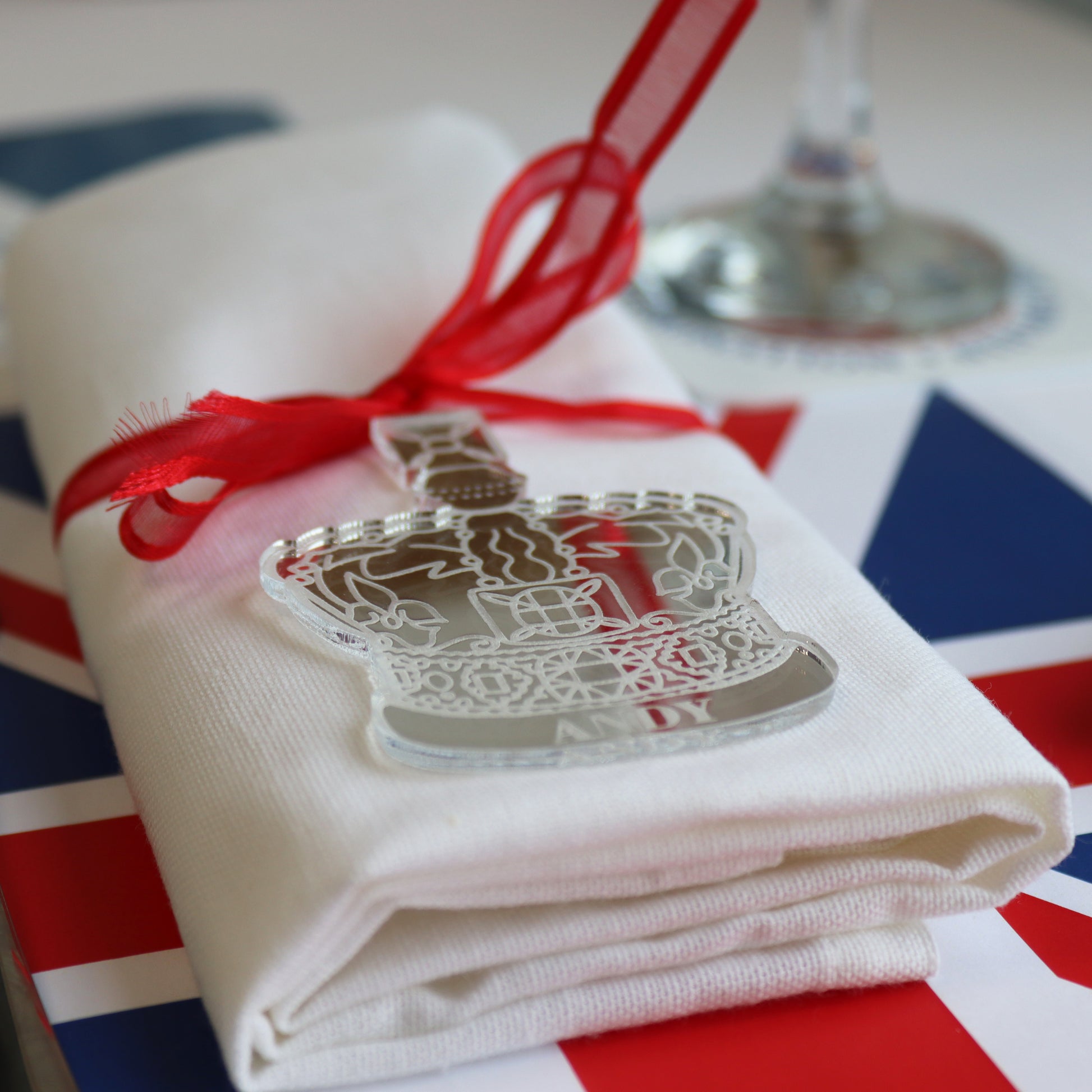 personalised coronation party table setting for King Charles III Coronation