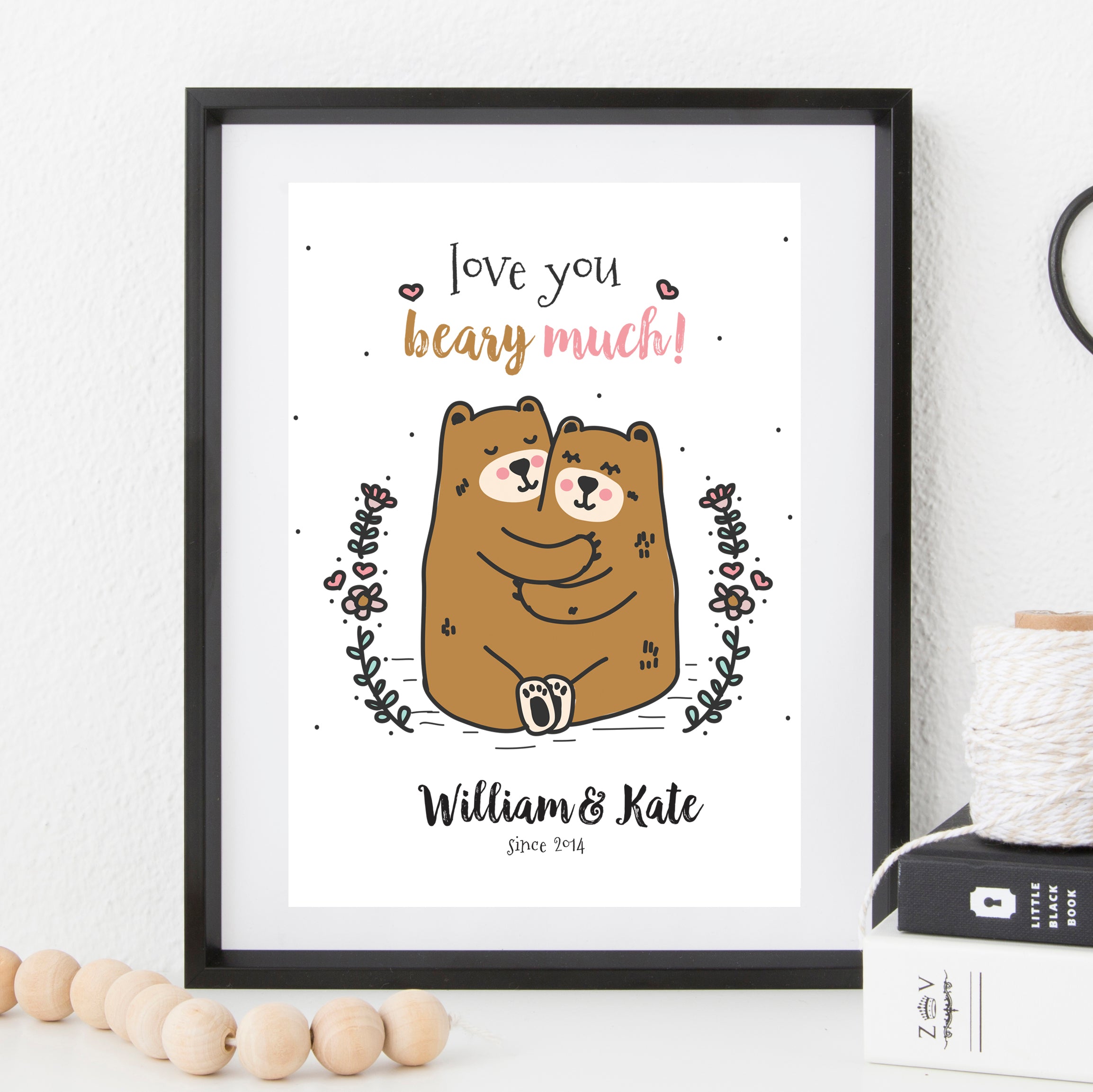 Personalised Love You Beary Much Couples Print