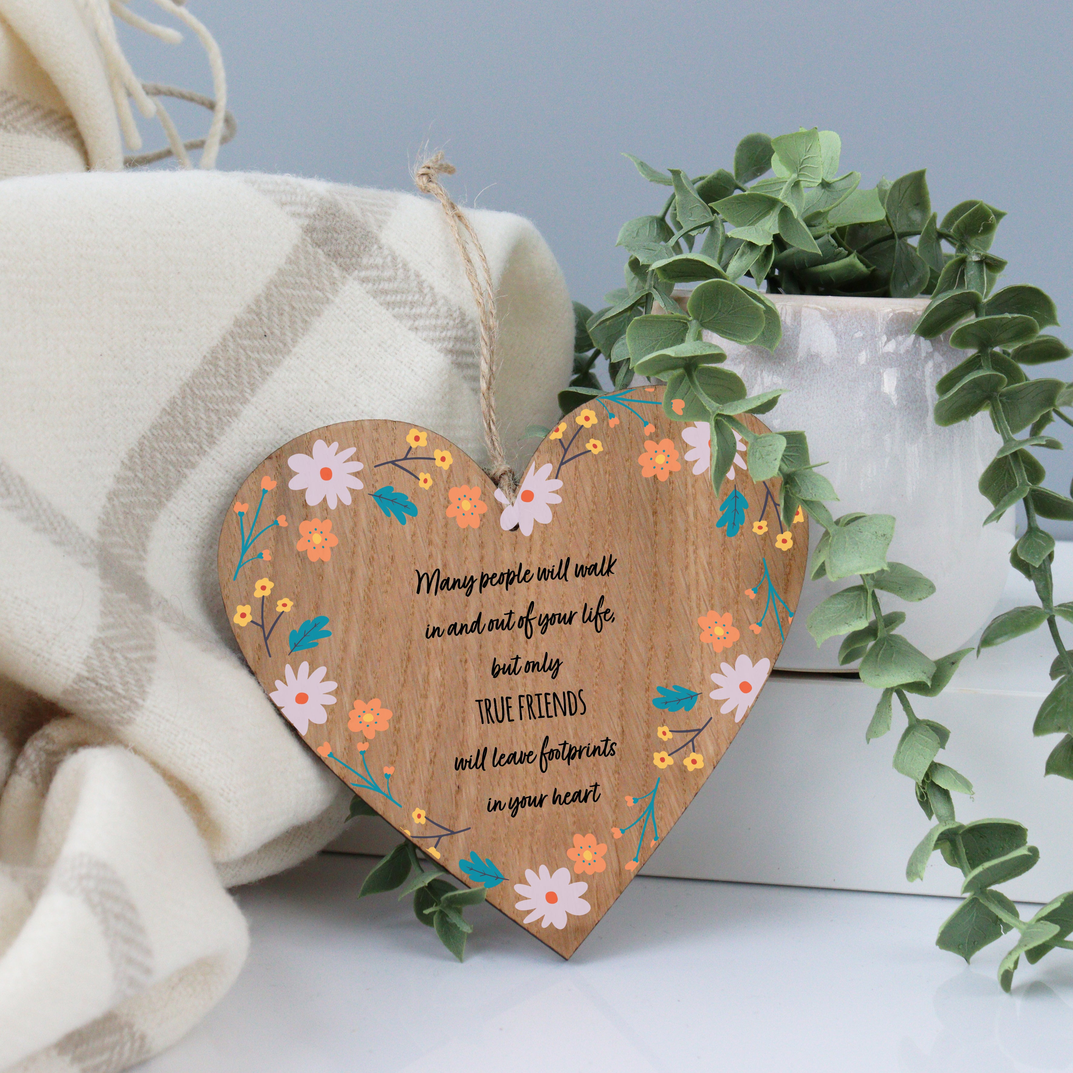 Only the best friends leave footprints on your heart wooden hanging heart plaque