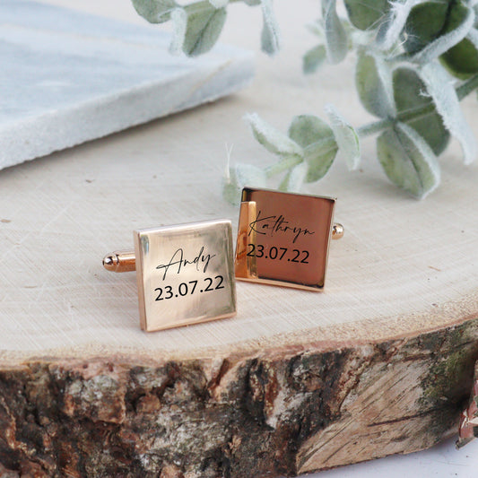 Personalised Rose Gold Plated Cufflinks