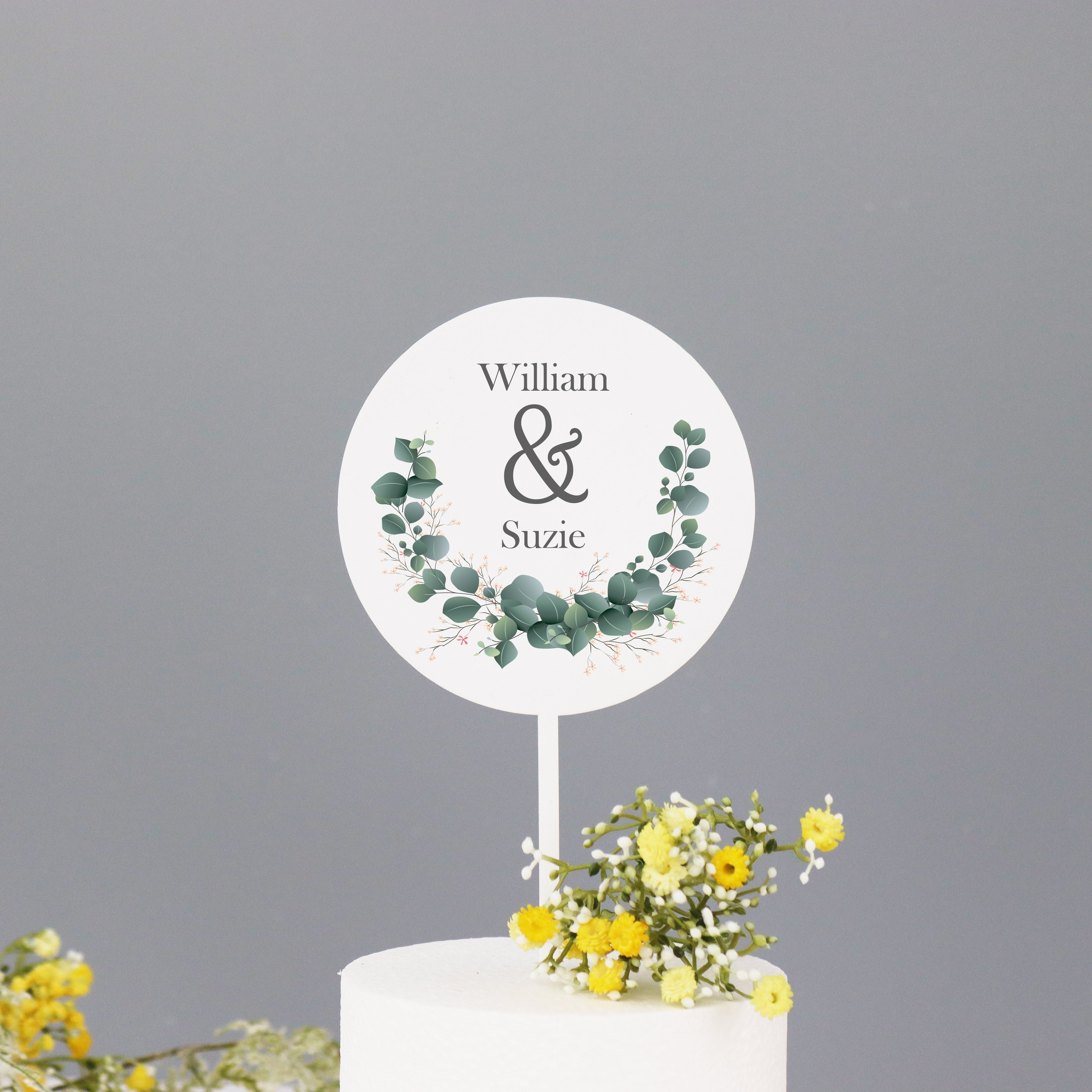 Personalised Wedding Cake Topper Botanical