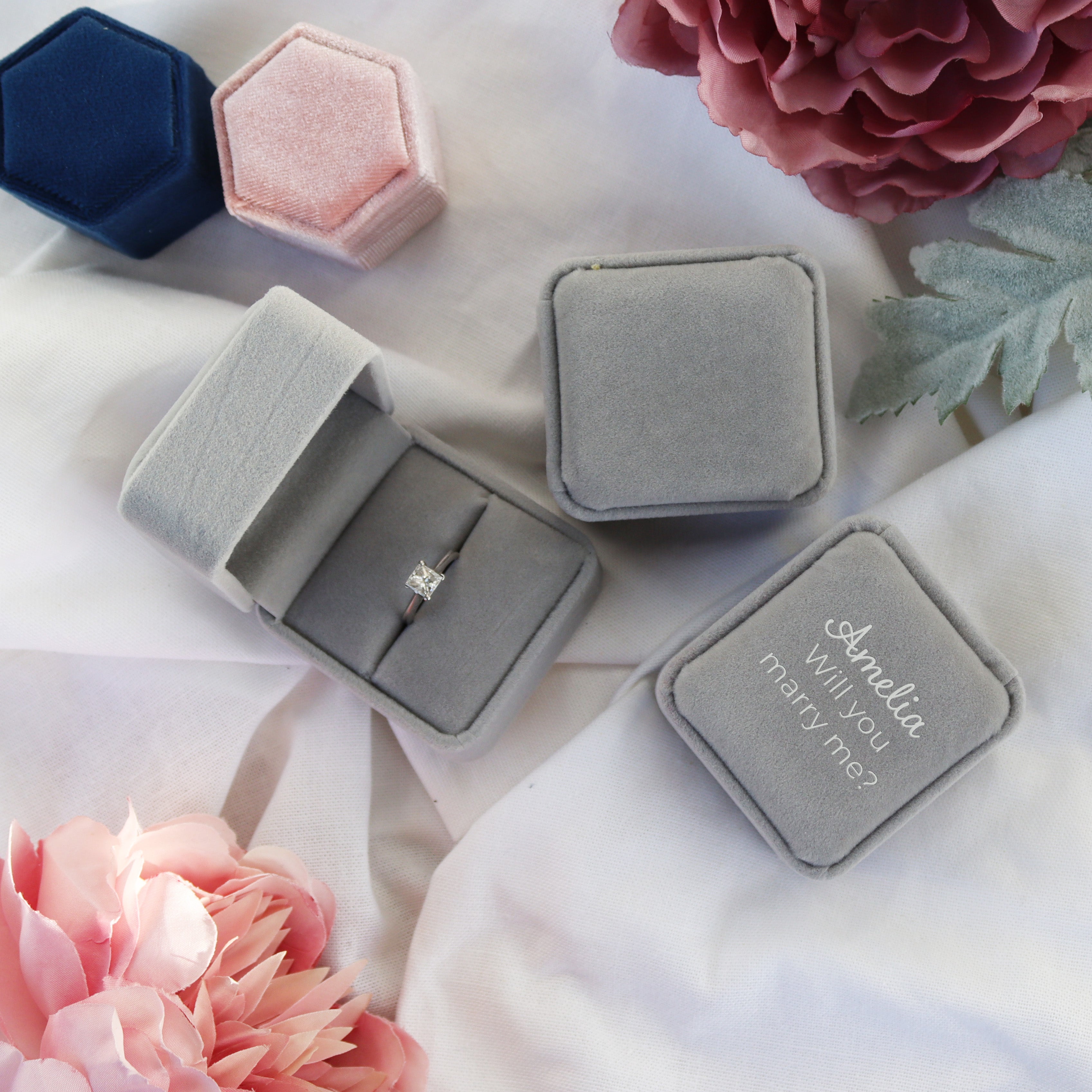 Proposal Grey Engagement Ring Box