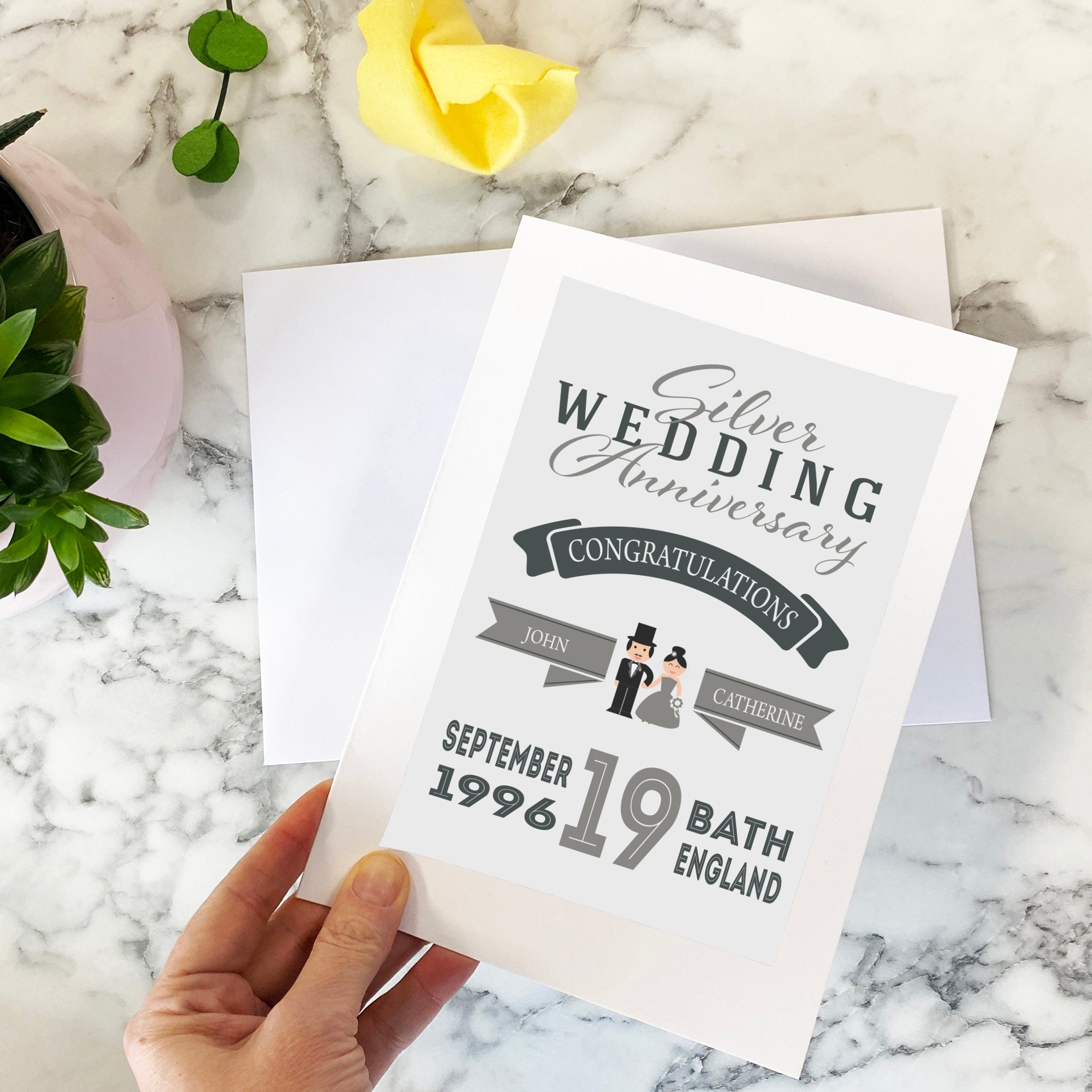 Personalised Silver Wedding Anniversary Card