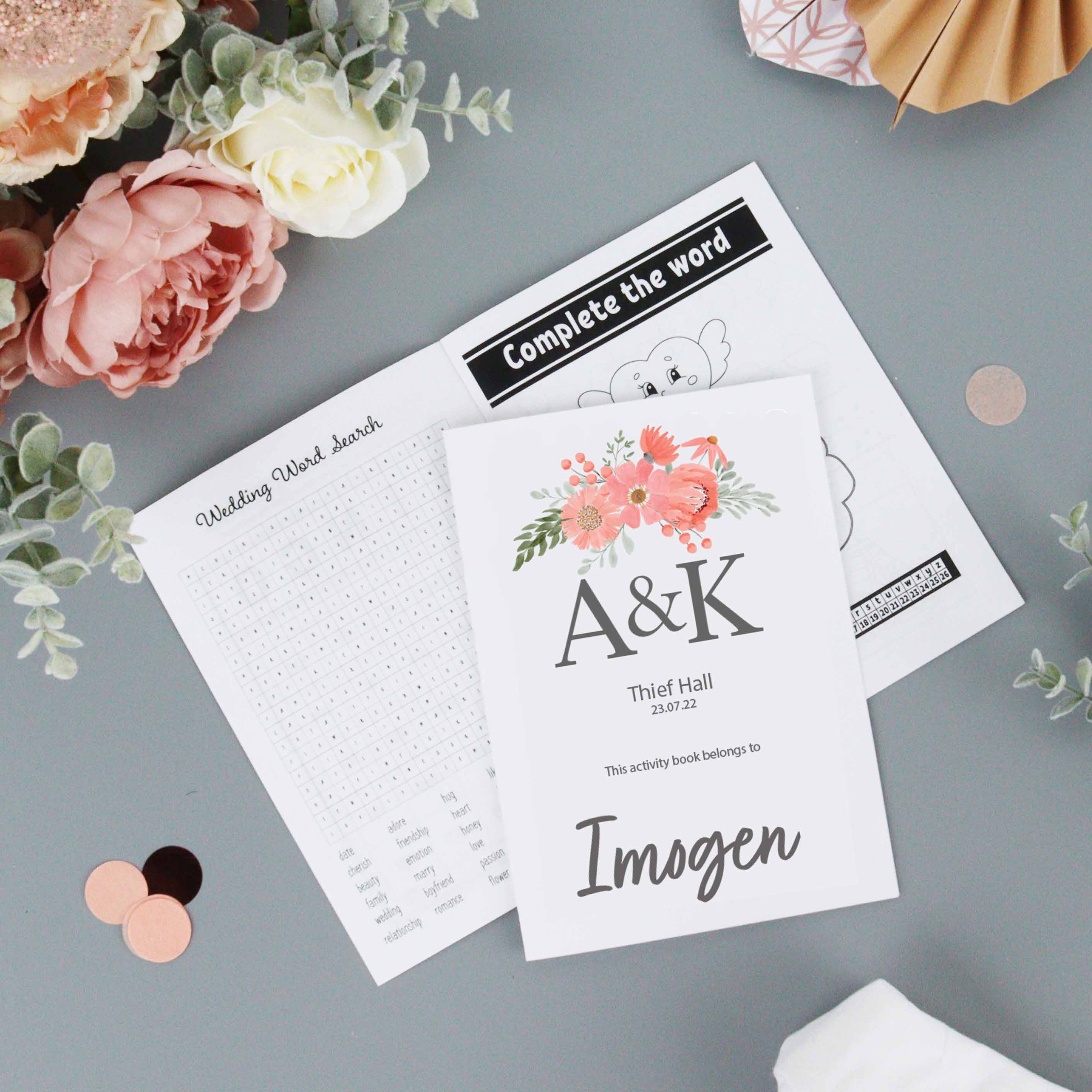 Kids Wedding Activity Book Peach And Pink