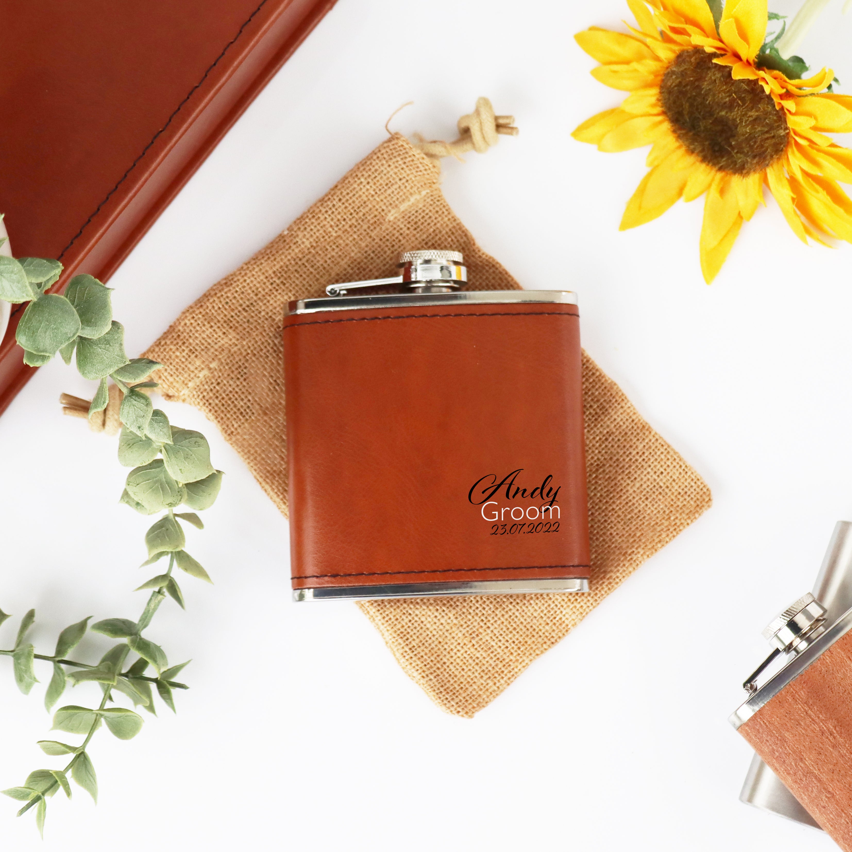 Personalised Pu Leather Wedding Hip Flask