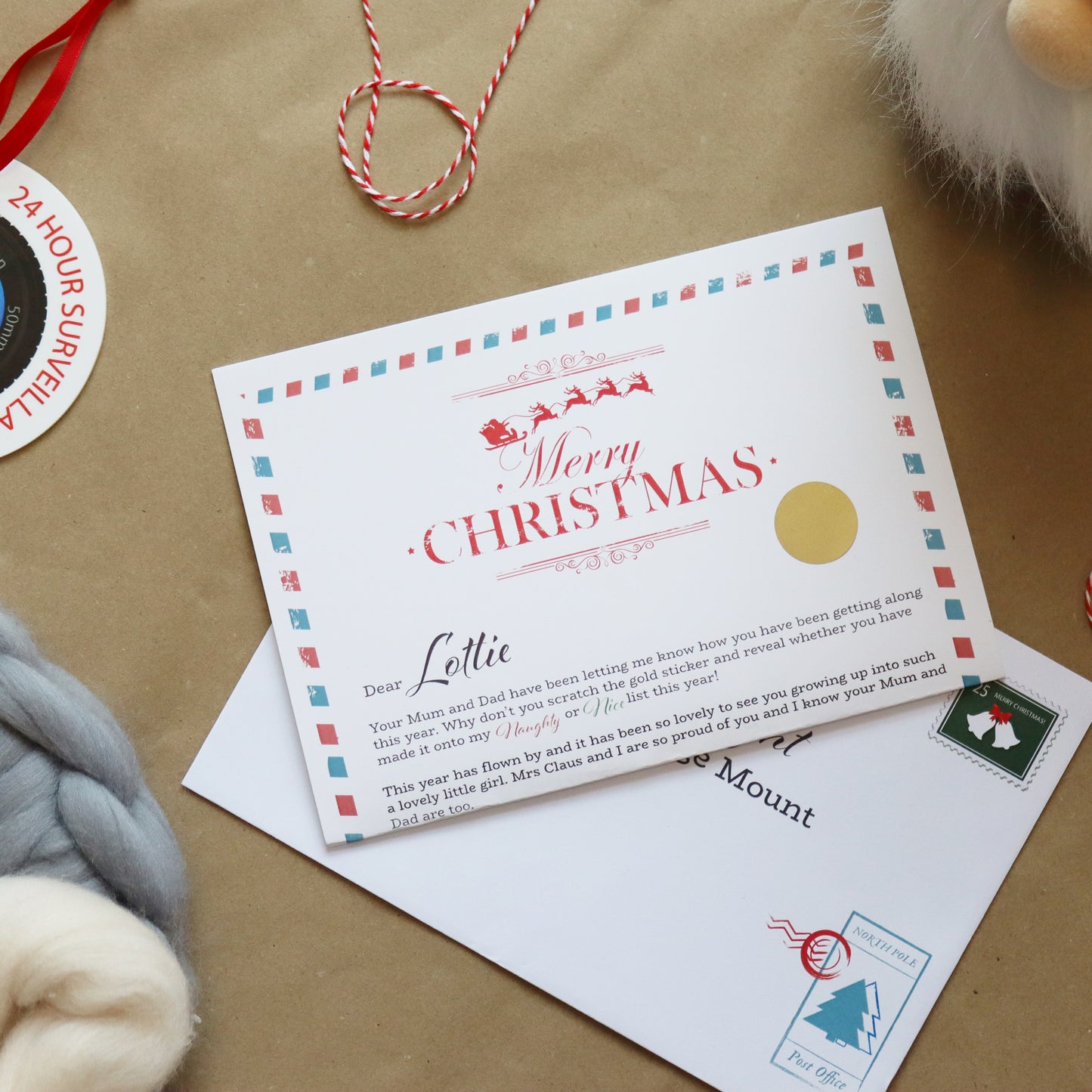 Personalised Letter From Santa With Santa Camera Bauble