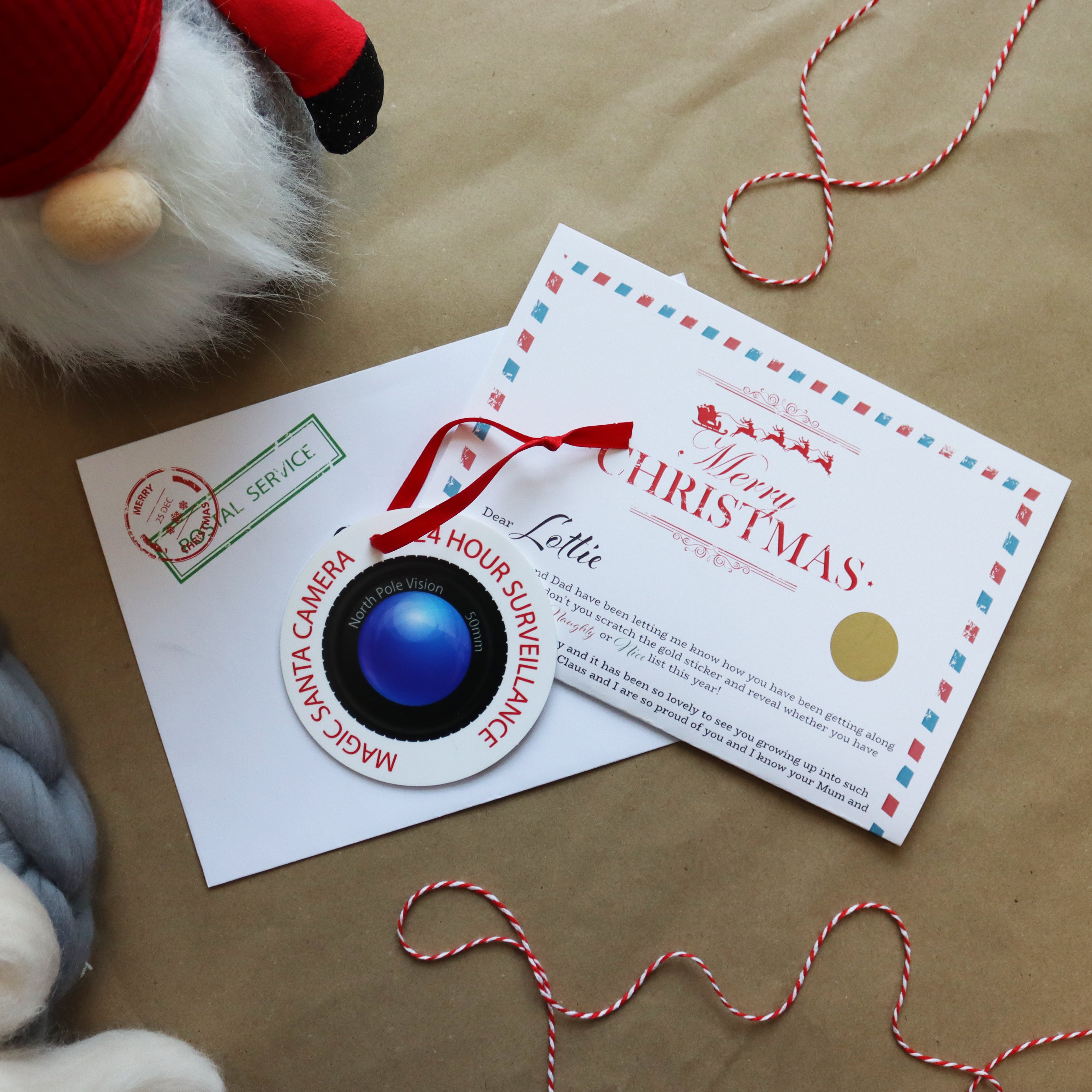 Personalised Letter From Santa With Santa Camera Bauble