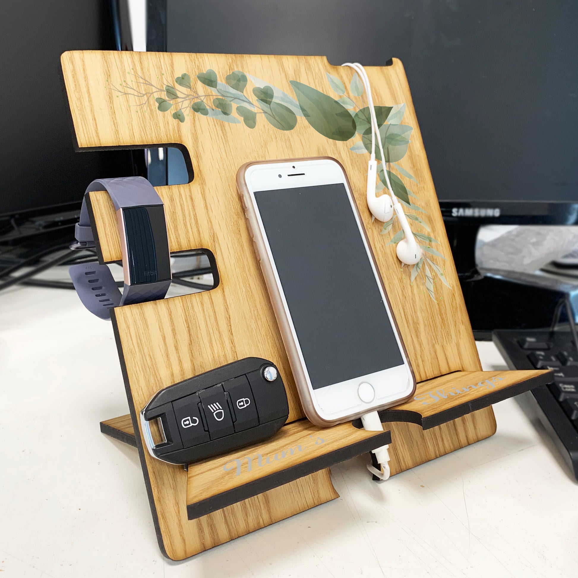 personalised men's docking station accessories holder and desk tidy