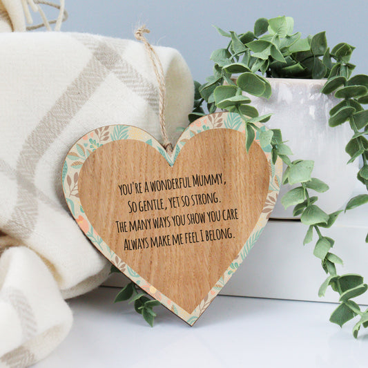 Hanging Wooden Heart For Mum