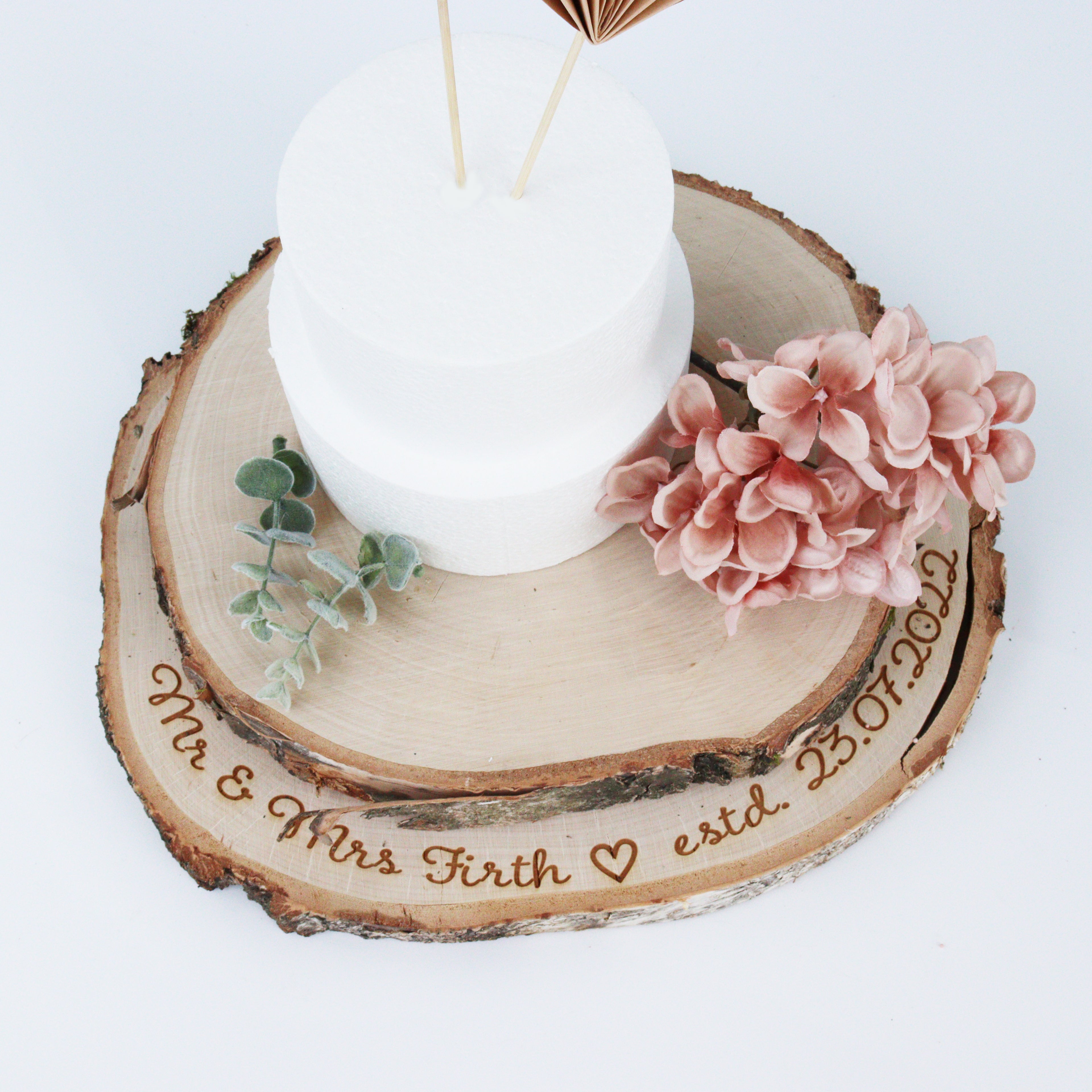Personalised Natural Birch Log Cake Stand