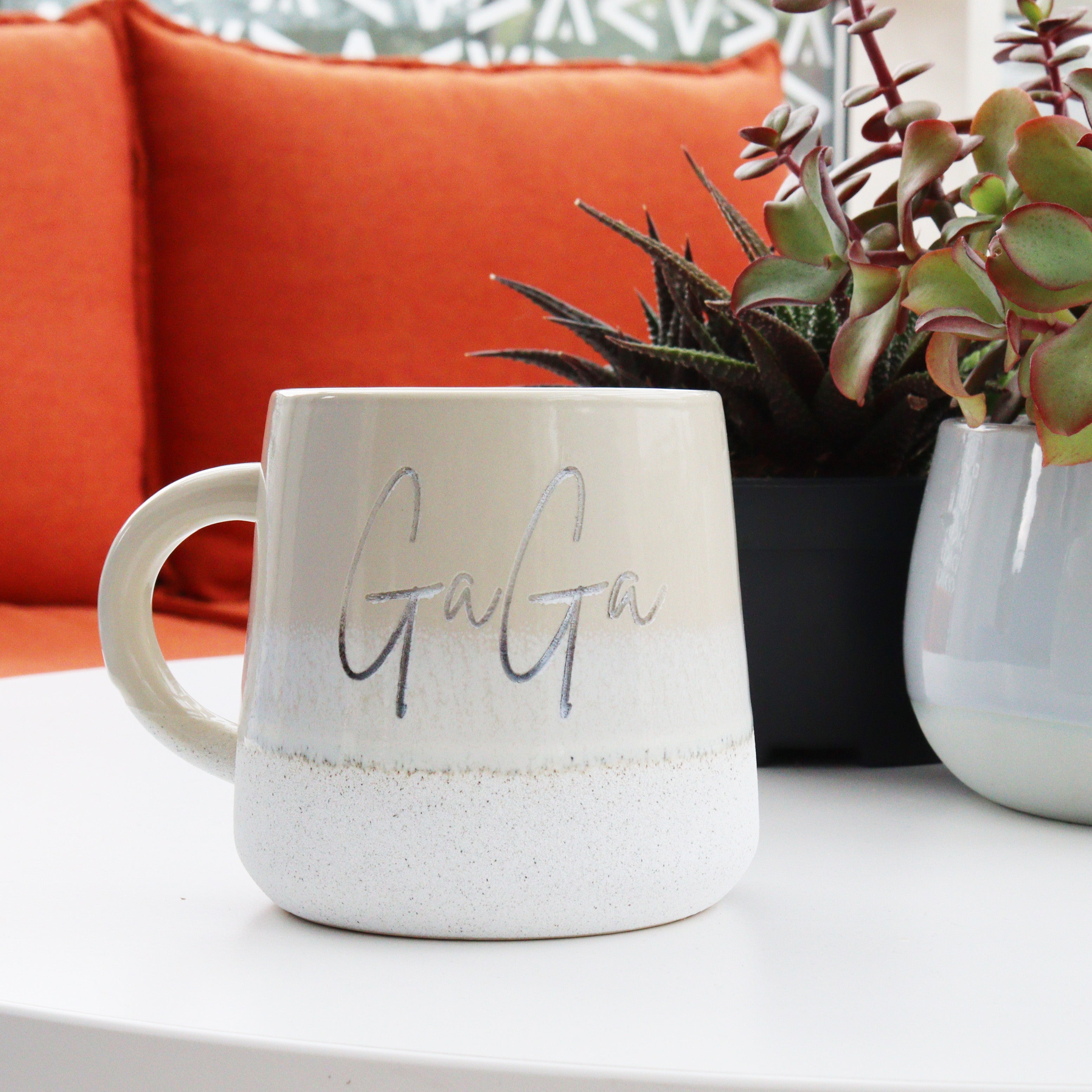 Stoneware Glazed Hand Engraved Mug