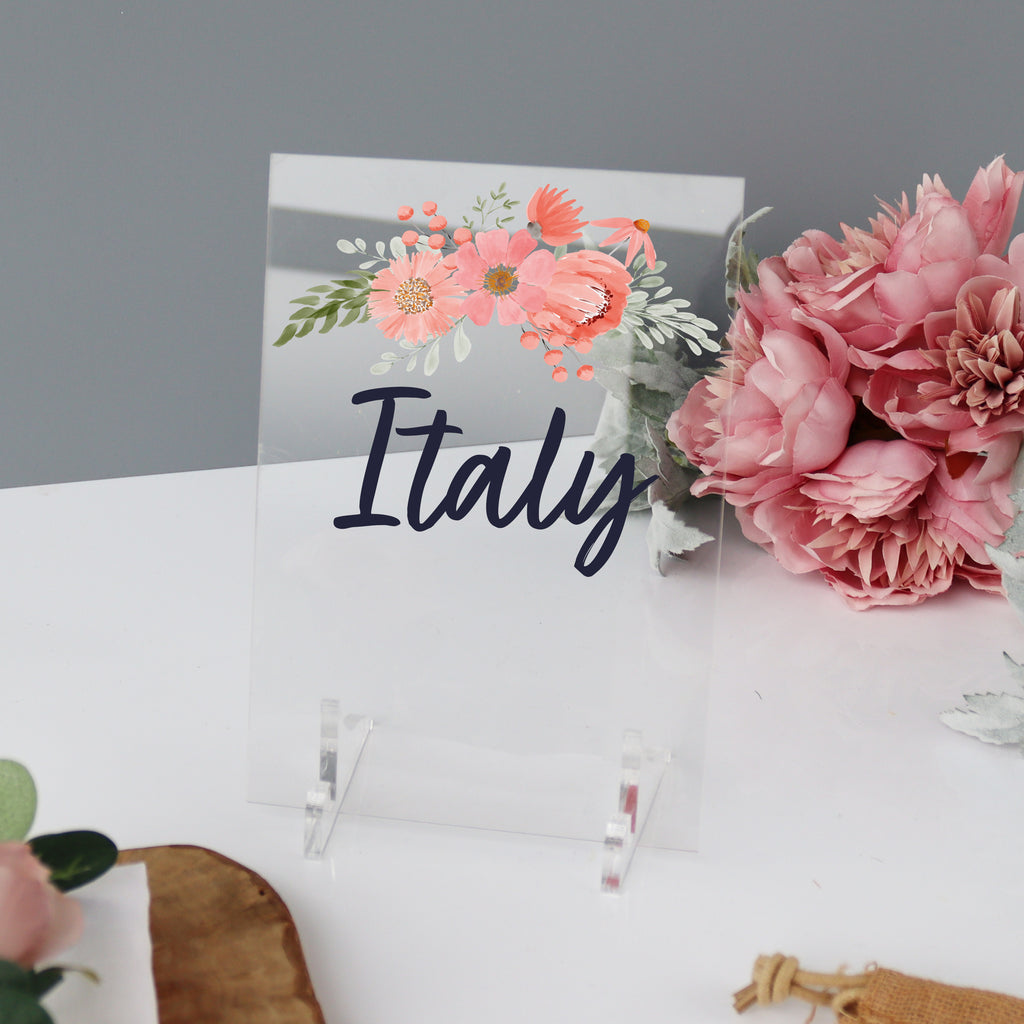Wedding Table Names Pink Floral