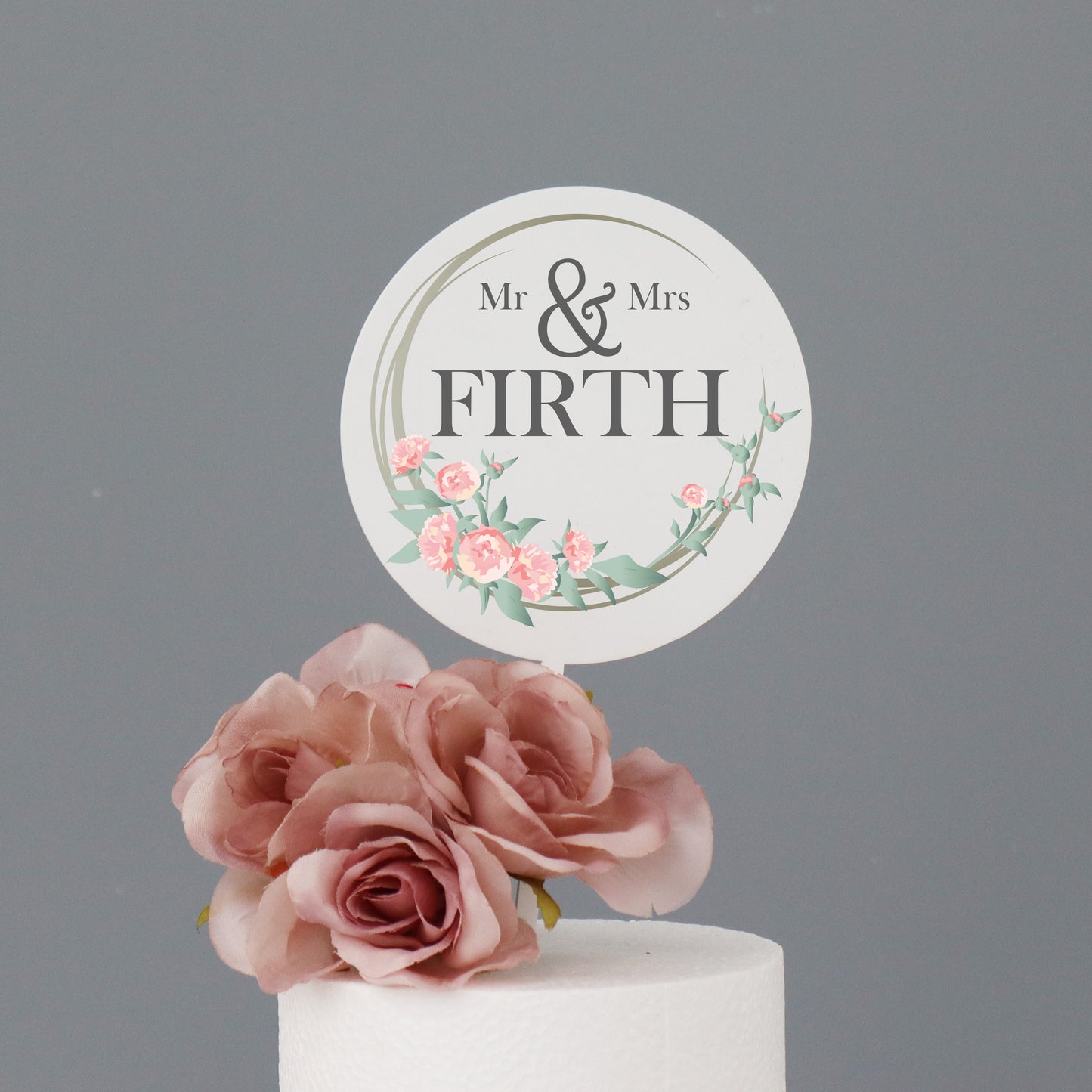 Personalised Wedding Cake Topper With Peonies