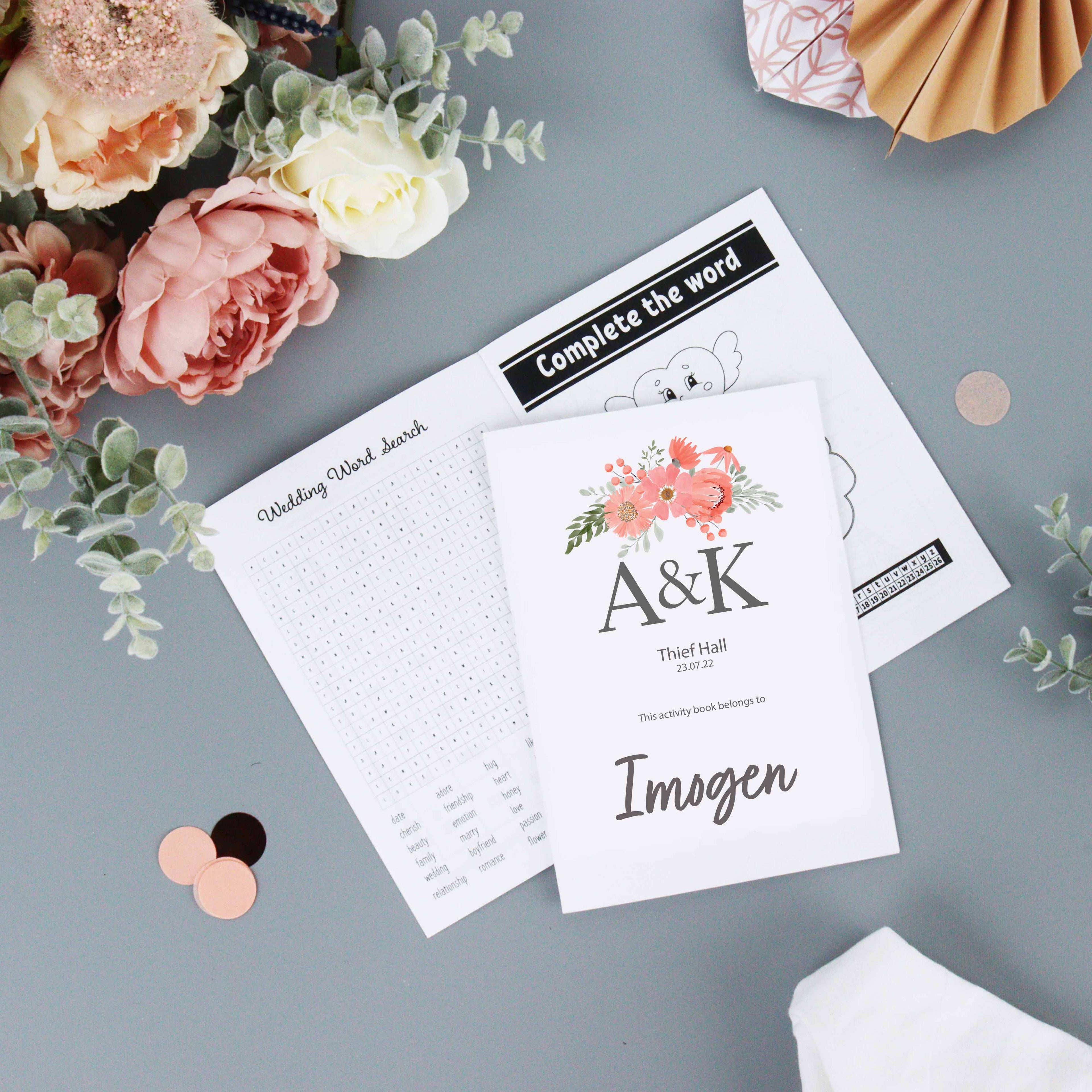 Kids Wedding Activity Book Peach And Pink