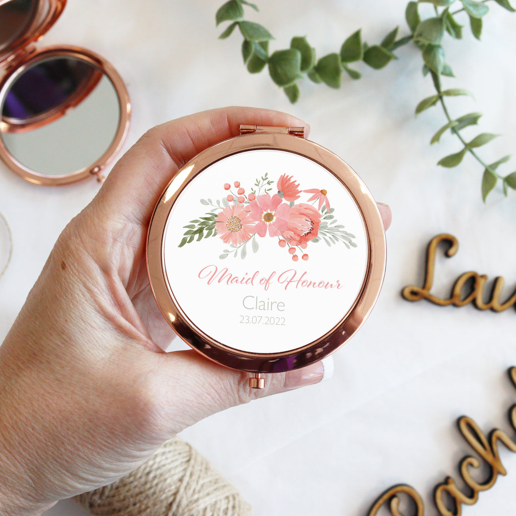 Personalised Bridal Party Compact Mirror